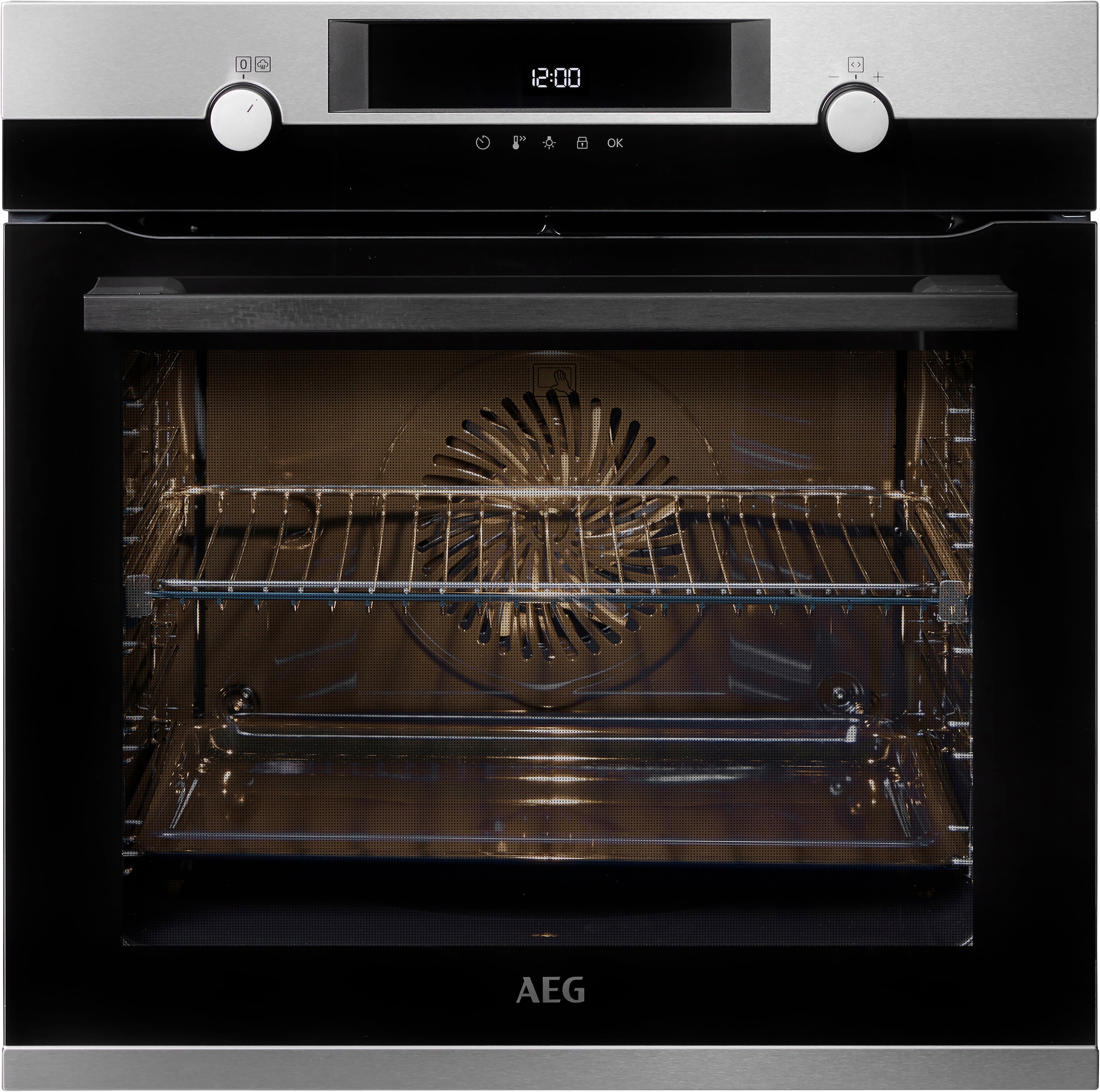 AEG Pyrolyse Backofen 6000 »BPE55526BM«, mit 1-fach-Teleskopauszug, Pyrolyse-Selbstreinigung, SteamBake - Feuchtigkeitszugabe, Touch, Heißluft, Pizza- & Grillstufe