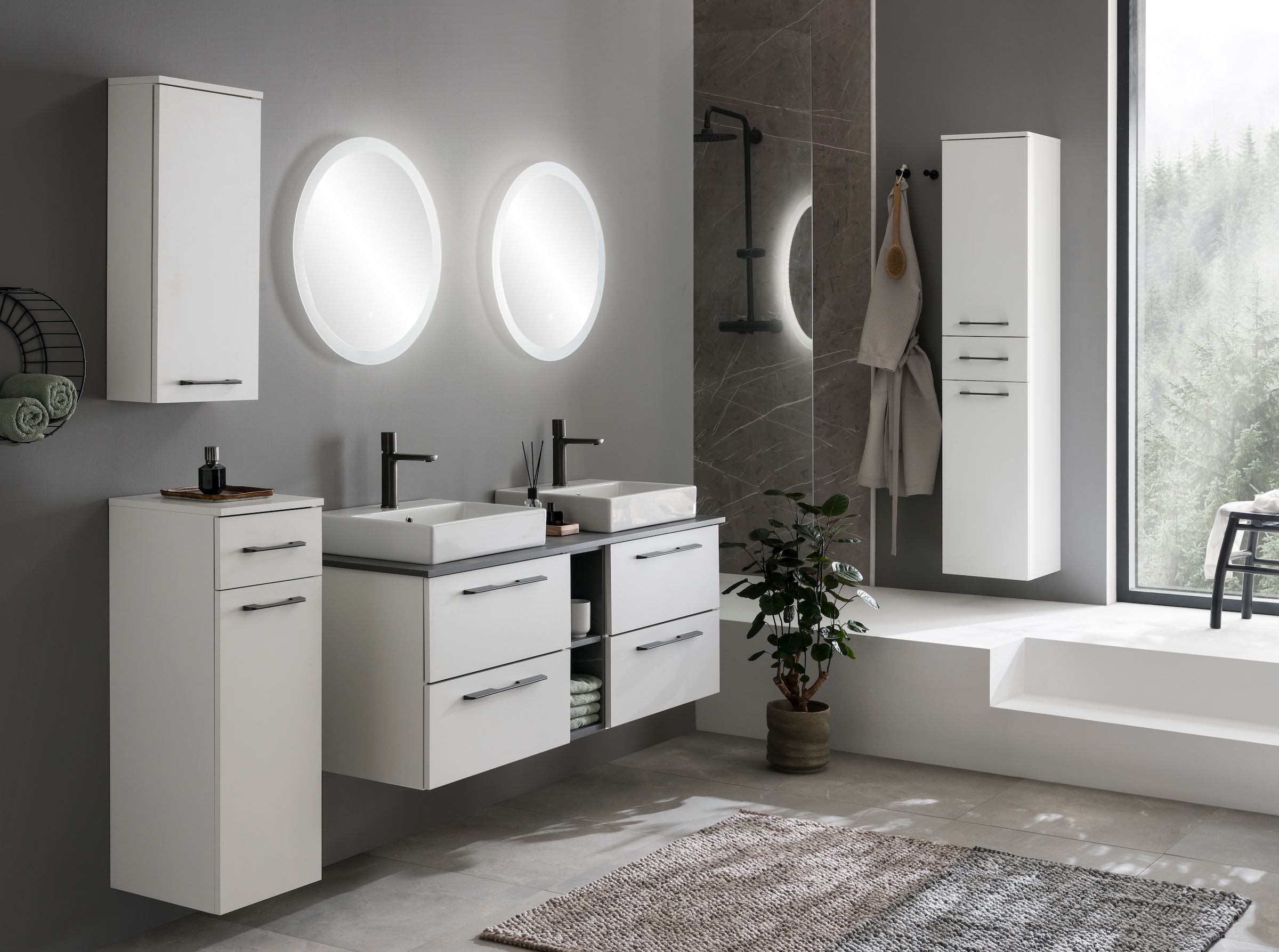 Schildmeyer Waschtisch »Maxim, Mattweiß + Marmor« 5 Stk. tlg. Made in Germany