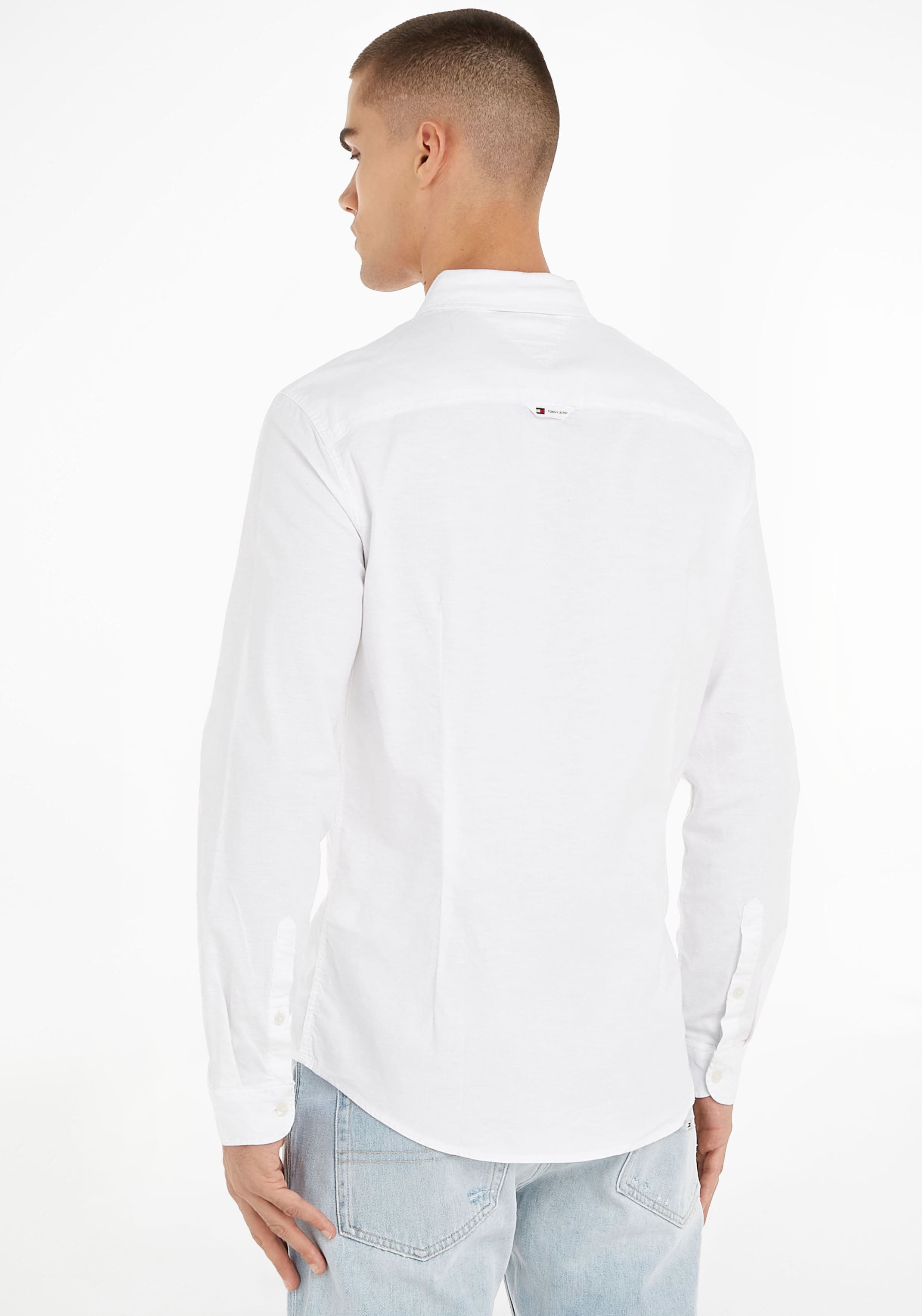 Tommy Jeans Langarmhemd »TJM Slim Stretch Oxford Shirt« mit Flaglabel auf der Brust