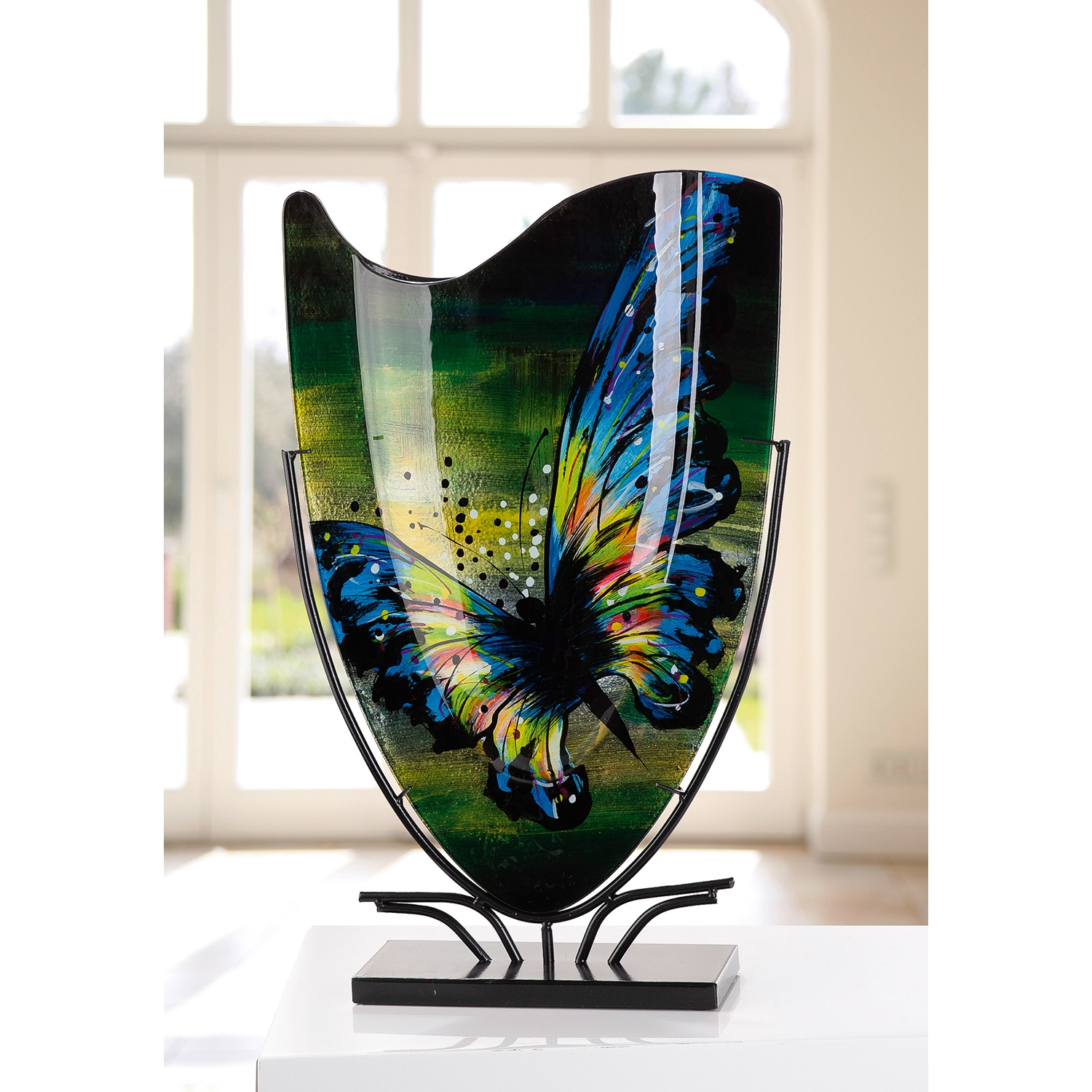 GILDE Bodenvase »Schmetterling« Innenwände sind handbemalt; Nicht wasserdicht, Höhe: 57cm