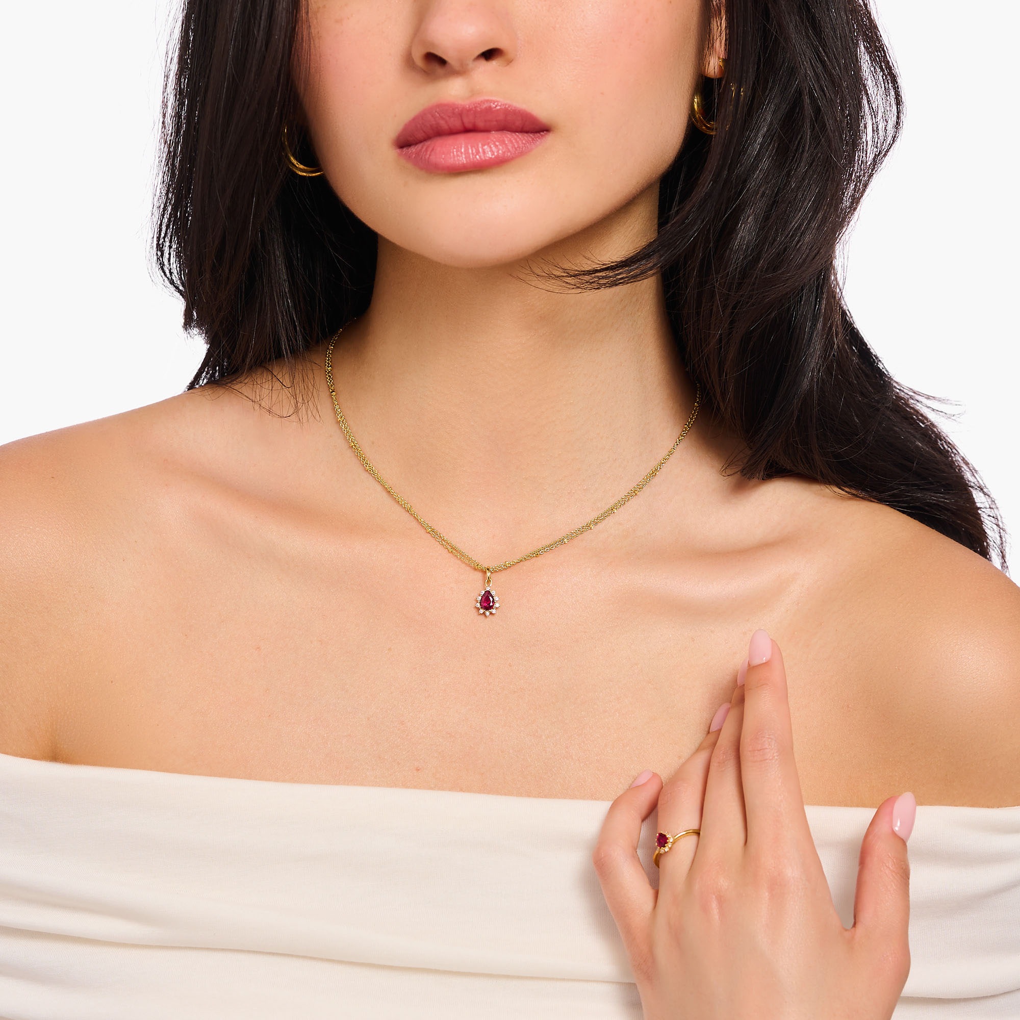 THOMAS SABO Kette mit Anhänger »Vintage Romance, KE2294-995-10-L45V«, mit Saphir (synth.), Zirkonia (synth.)