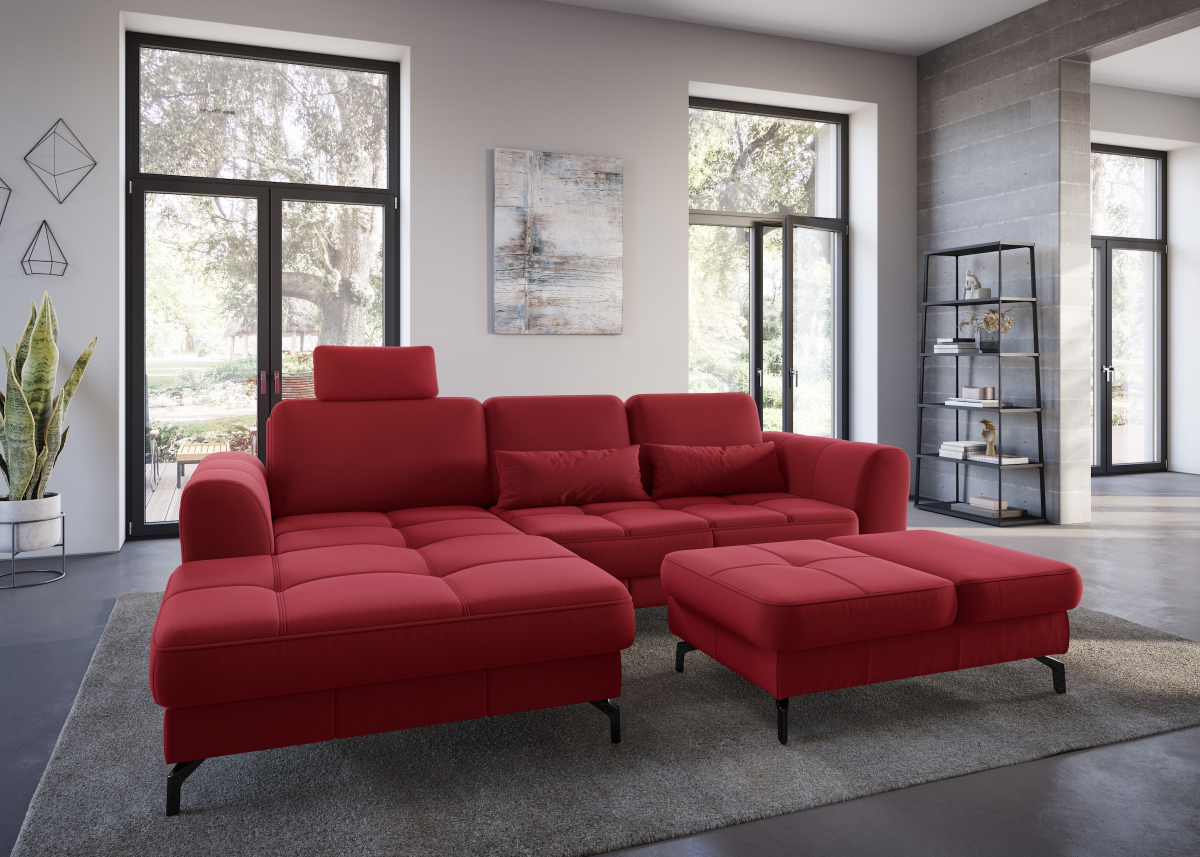 sit&more Ecksofa »Bendigo L-Form«, inklusive Sitztiefenverstellung, Bodenfreiheit 12 cm, in 2 Fußfarben