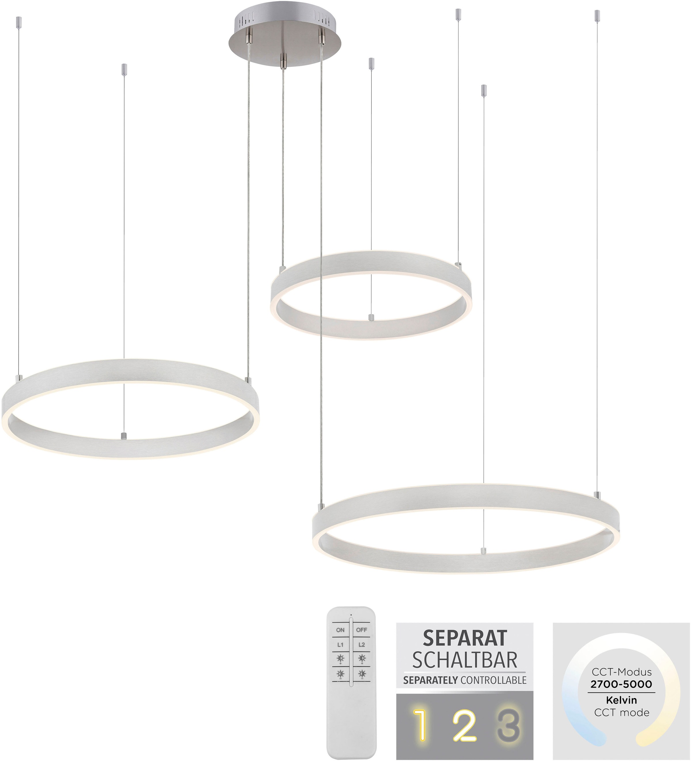 JUST LIGHT Pendelleuchte »LILLUTI«, 2 flammig, Leuchtmittel LED-Board | LED fest integriert, Fernbedienung, Funk inkl., separat steuerbar über FB, Fer