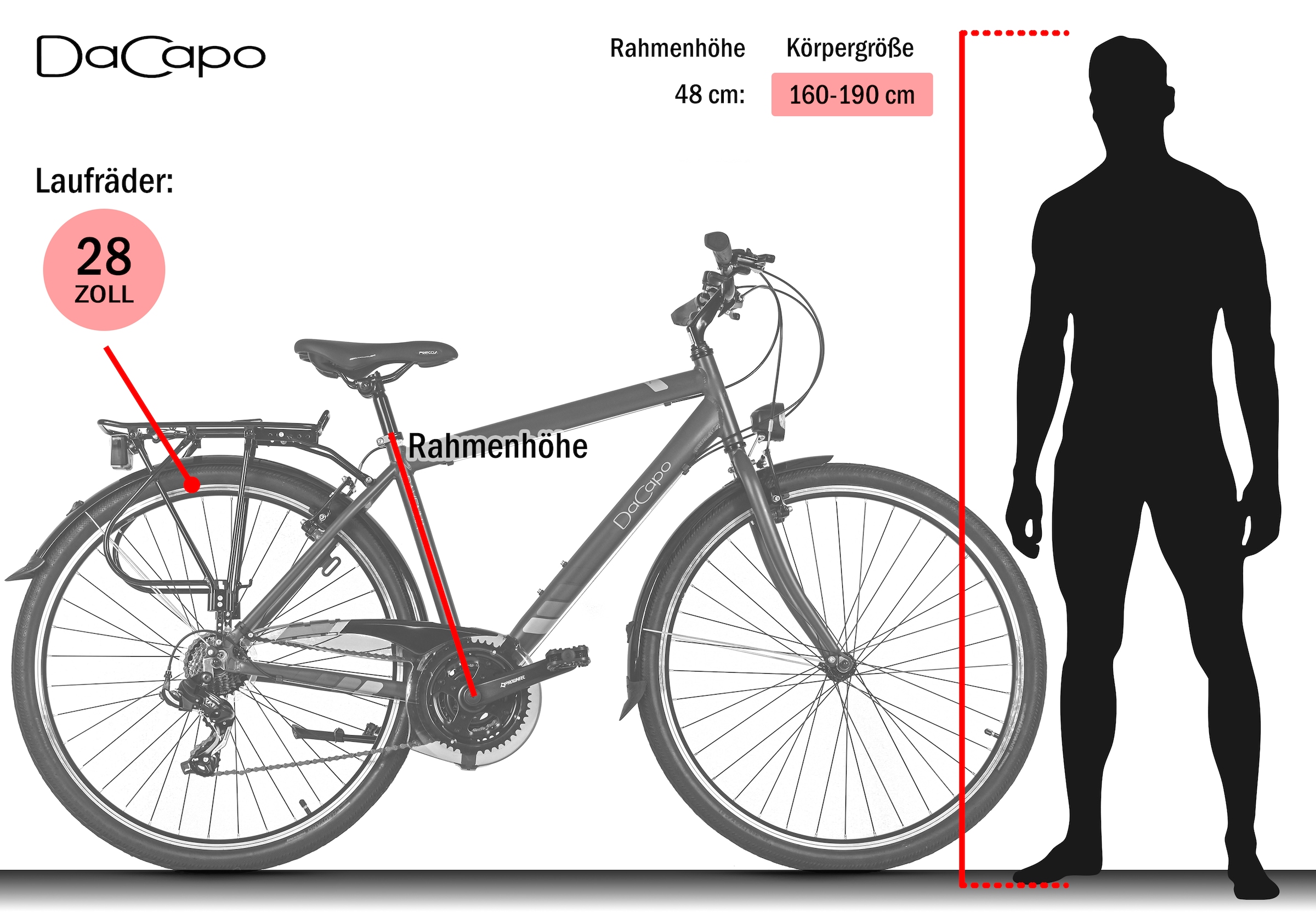 Dacapo Trekkingrad »Herren 28'' Ravenna 50 Grün 21 Gänge RH 48 cm« 21 Gang Shimano Tourney Schaltwerk Kettenschaltung
