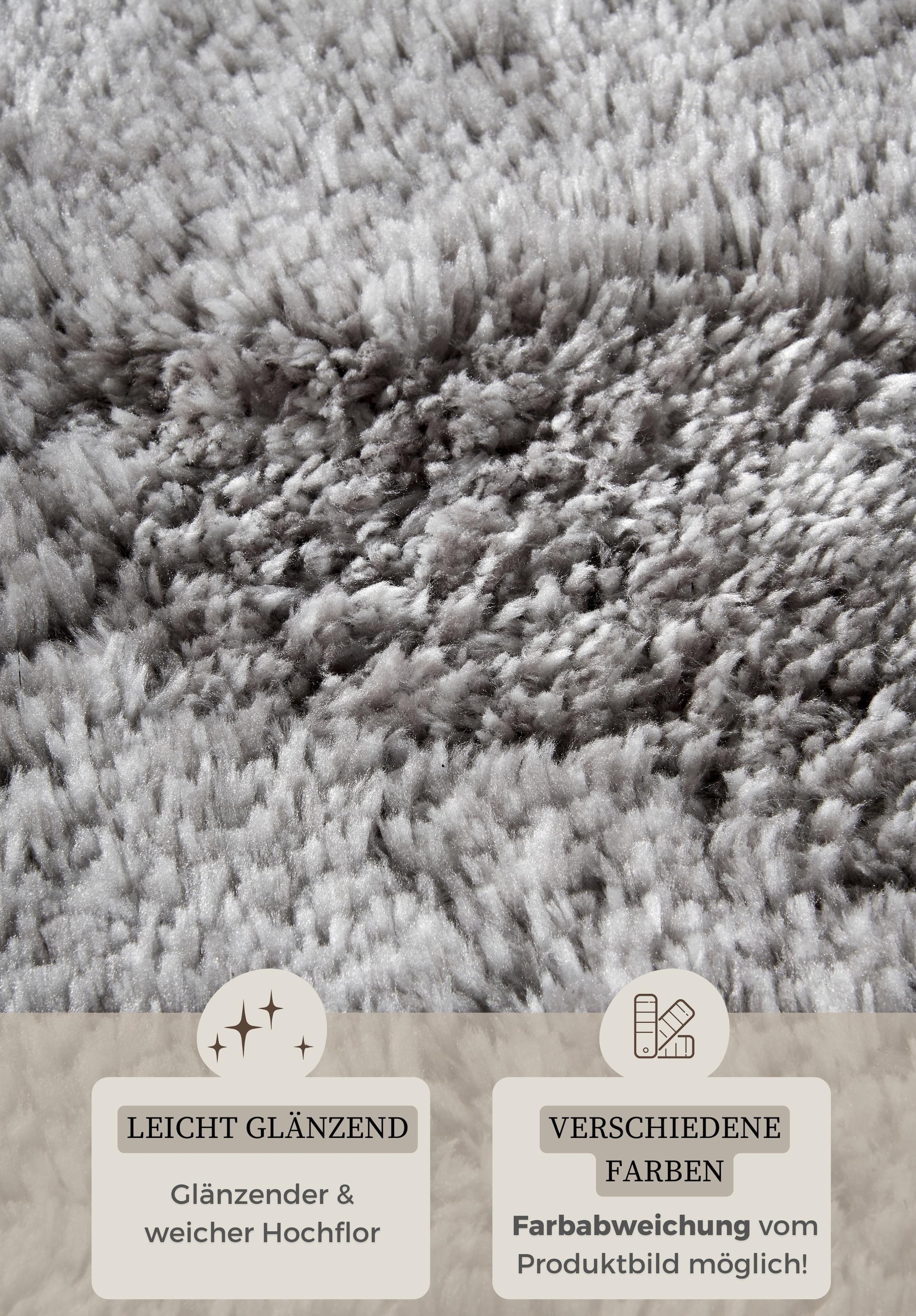 HANSE Home Hochflor-Teppich »Olaf«, rund, 38 mm Höhe, Langflor, Shaggy, einfarbig, flauschig, weich, glänzend, modern, uni