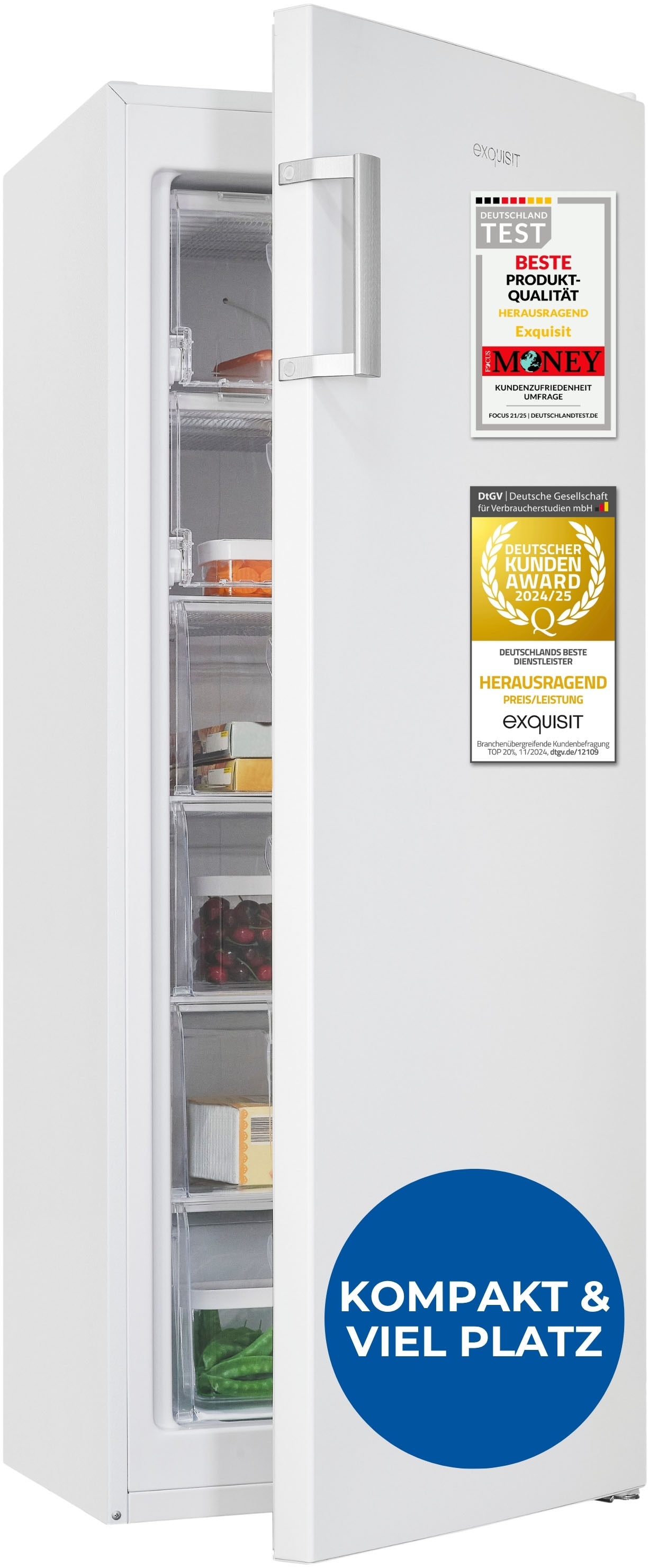 exquisit Gefrierschrank »GS230-H-050C weiss« 144 cm hoch 54 cm breit