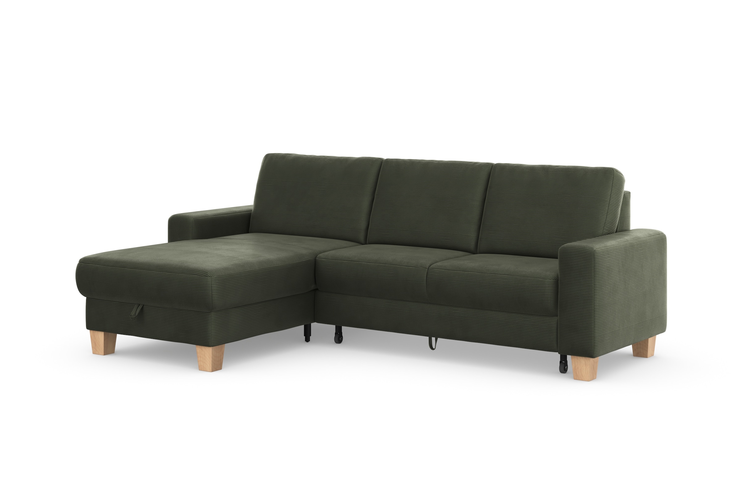 Home affaire Ecksofa »Summer L-Form«, mit Recamiere, mit oder ohne Bettfunktion und Bettkasten, Cord-Bezug