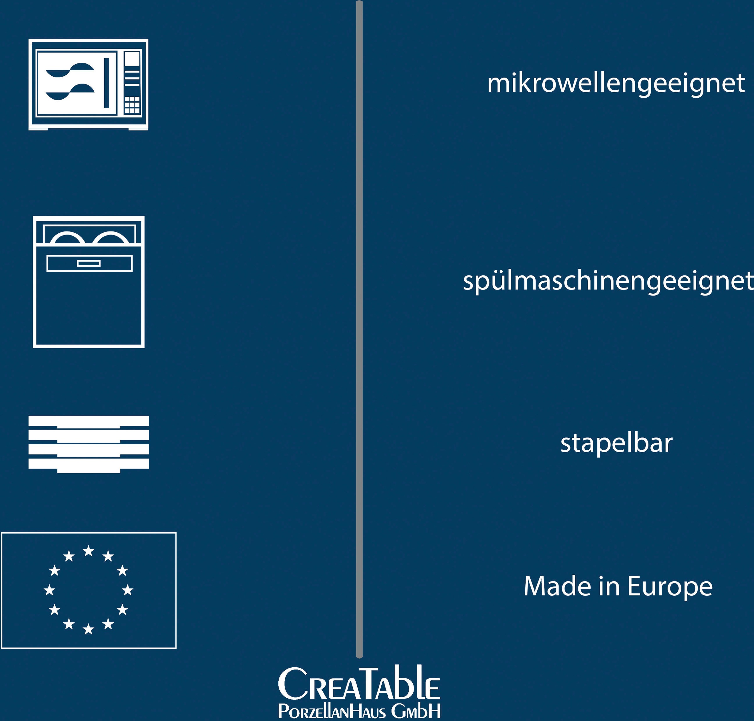 CreaTable Tafelservice »Magic Black Square«, (Set, 12 tlg.), matte Spezialglasur mit glänzenden Sprenkeln