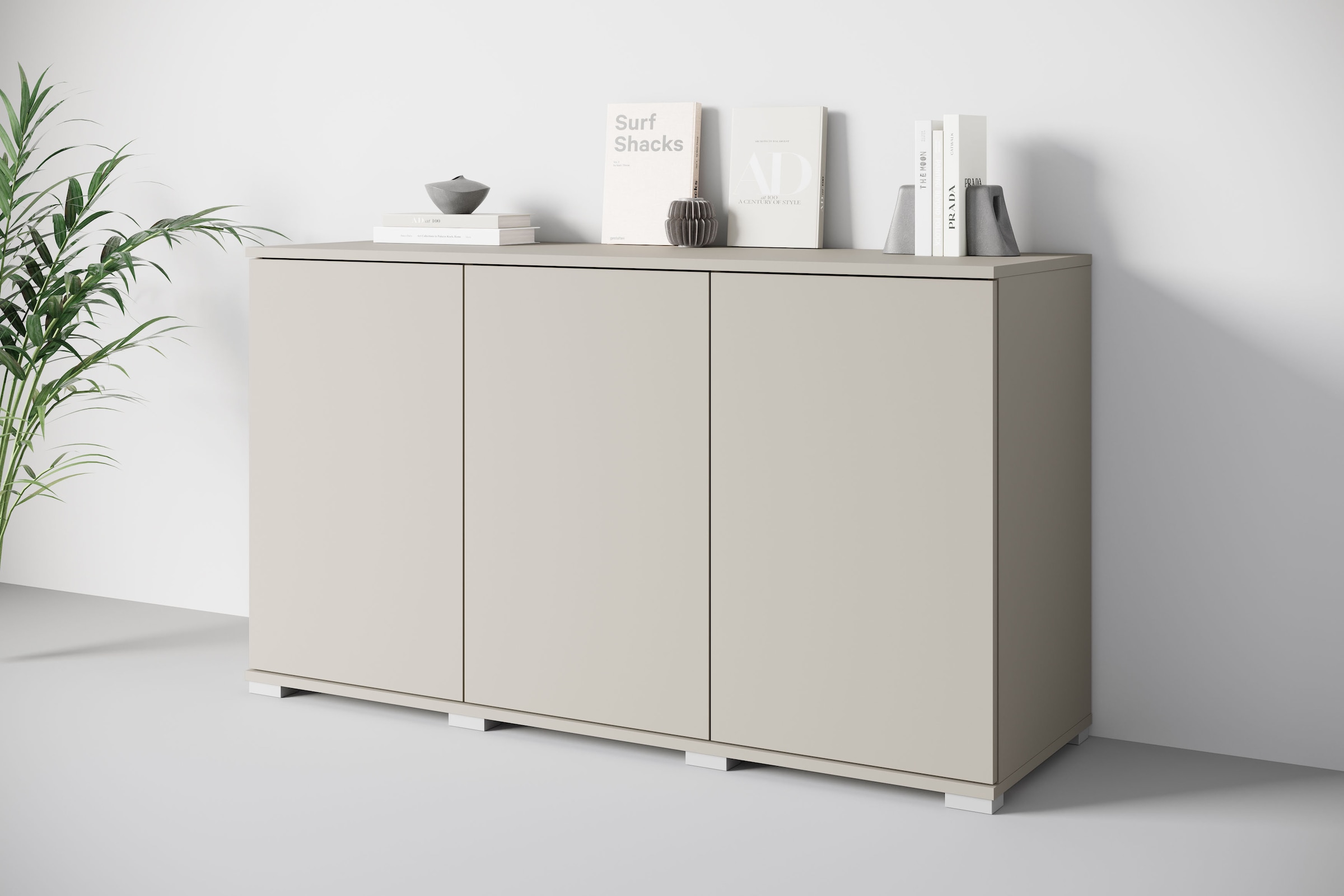 INOSIGN Sideboard »Kenia, moderne grifflose Kommode mit 3 Türen, Breite 120 cm«, (1 St.), Push-to-Open-Fronten, höhenverstellbaren Einlegeböden
