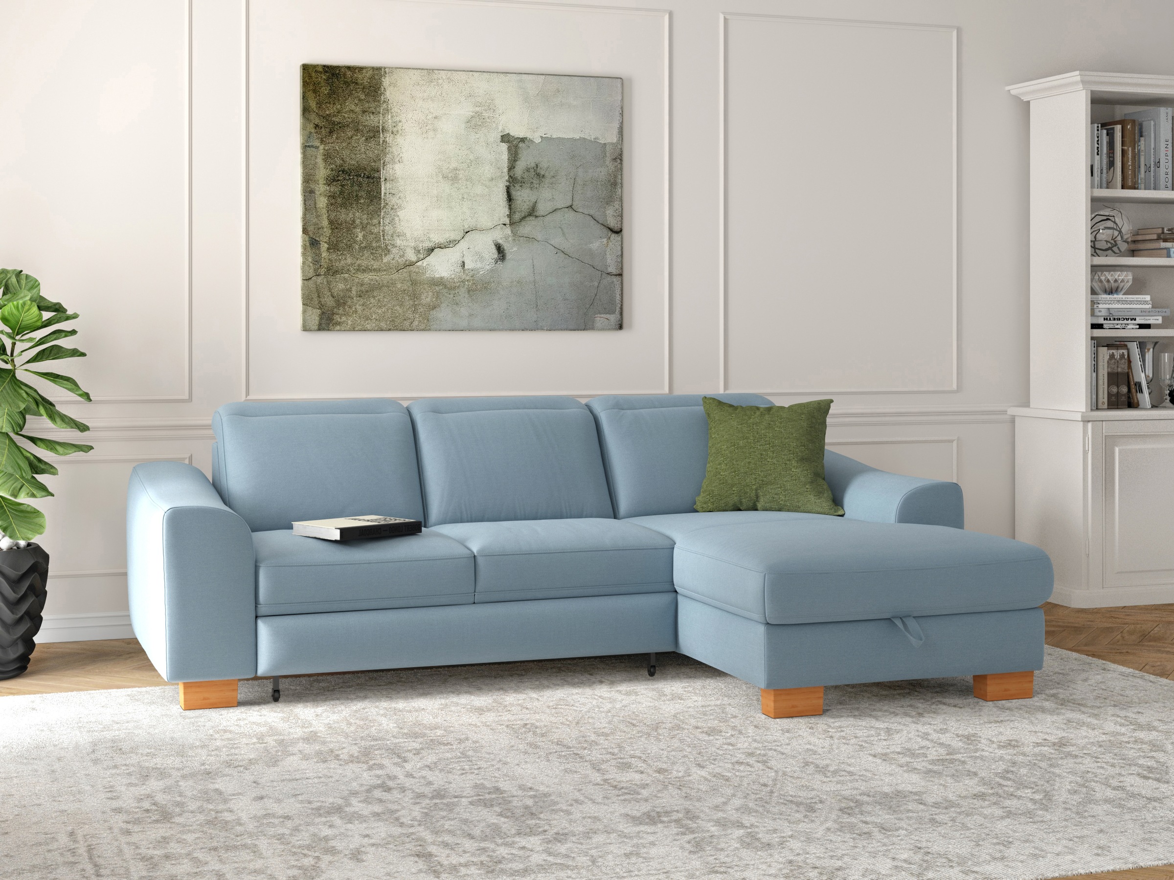 sit&more Ecksofa »Dundee L-Form«, mit Federkern und Massivholzfüßen, wahlweise mit Kopfteilverstellung