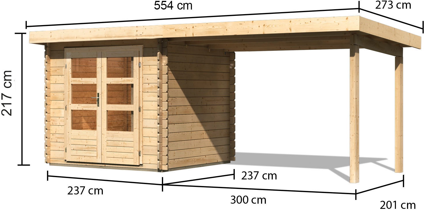 Karibu Gartenhaus »Schloßsee 2«, mit Anbaudach