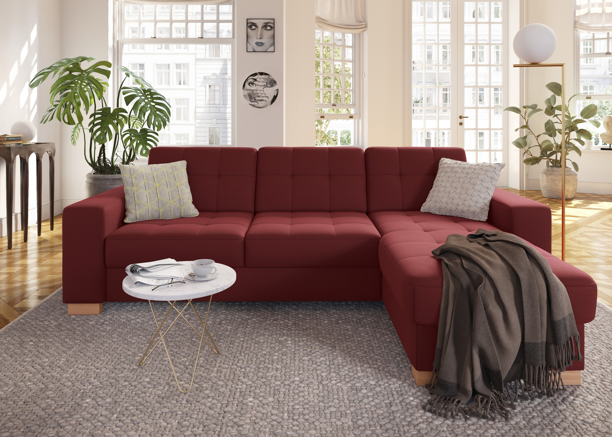 sit&more Ecksofa »Quincy L-Form«, wahlweise mit Bettfunktion und Bettkasten