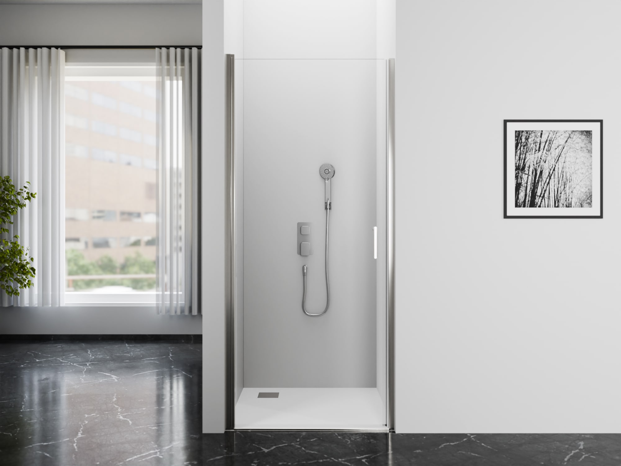 Marwell Dusch-Schwingtür »BRIGHT 80« seitenverkehrt aufbaubar, hochwertige Aluminiumprofile
