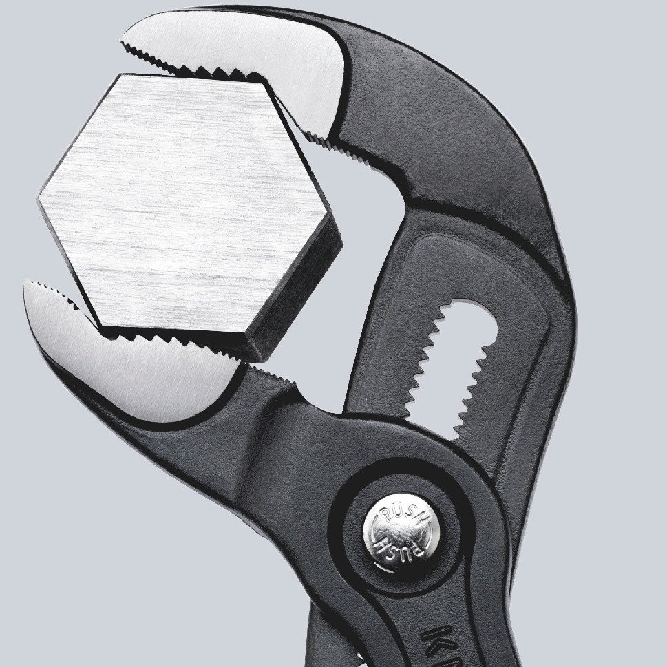 Knipex Wasserpumpenzange »87 02 250 Cobra® Hightech«, (1 tlg.), grau atramentiert, mit schlanken Mehrkomponenten-Hüllen 250 mm