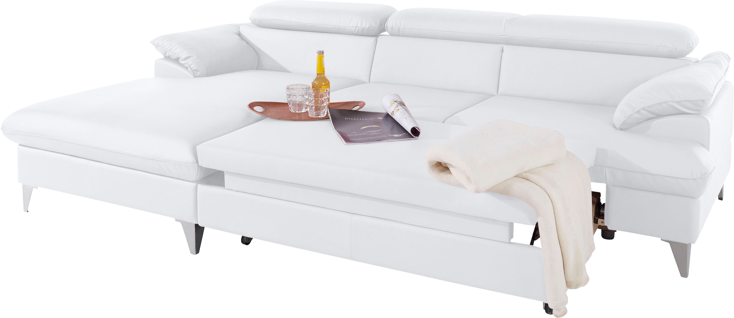 COTTA Polstergarnitur »Caluso«, (2 tlg.), Set: bestehend aus Ecksofa, Hocker, Ecksofa inkl. Kopfteilverstellung