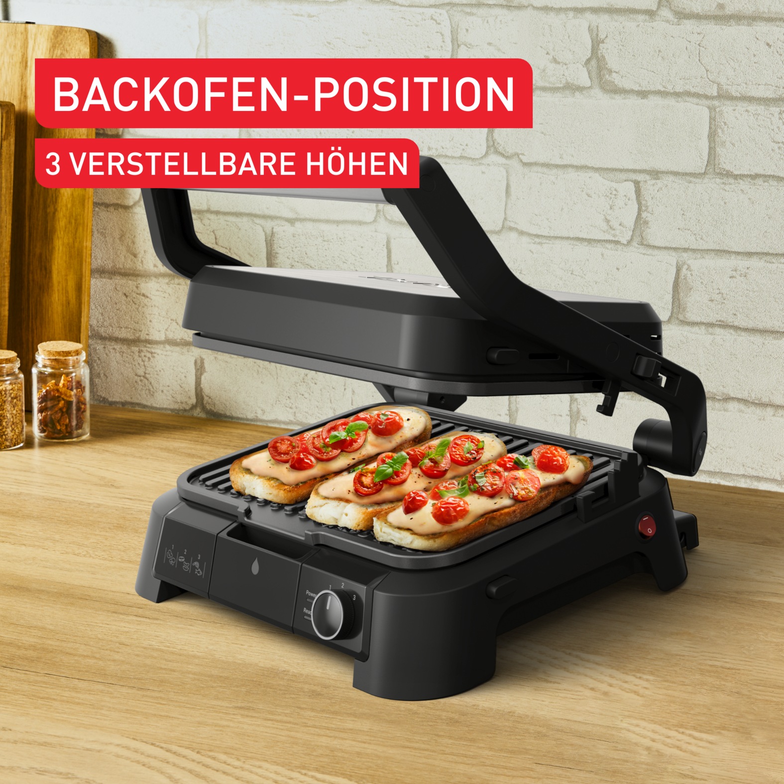 Tefal Kontaktgrill »SuperGrill 3in1, Kontaktgrill, Barbeque-, Ofenposition, 3 Temperaturen«, 2000 W, spülmaschinengeeignete Platten, platzsparende Aufbewahrung, GC510D