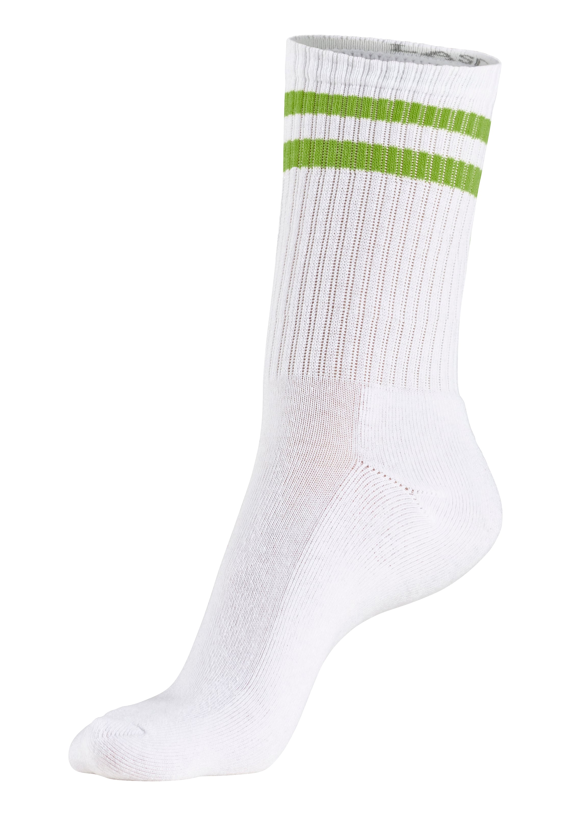 LASCANA Tennissocken, (Packung, 3 Paar), mit farbigen Ringeln am Bündchen