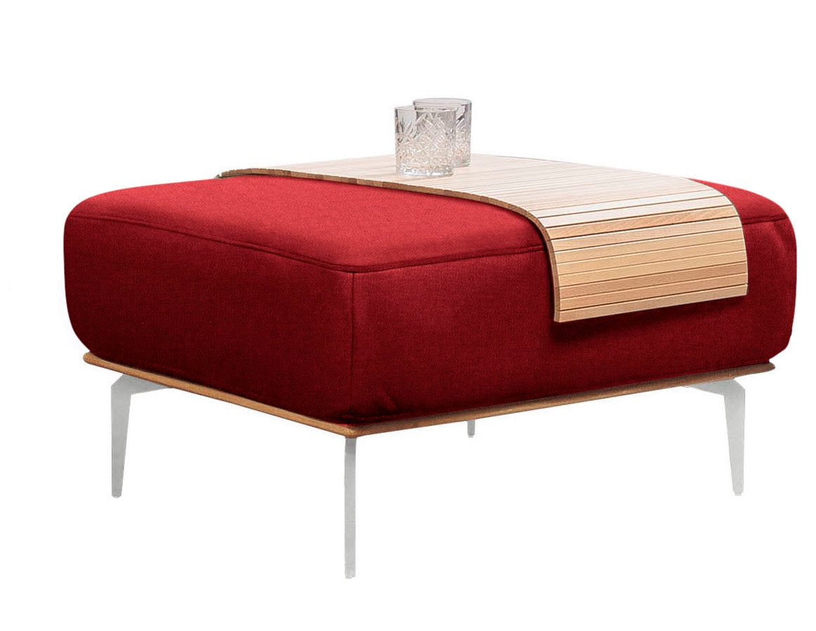 W.SCHILLIG Polsterhocker »run« mit elegantem Holzsockel, Füße in Chrom glänzend, Breite 75 cm