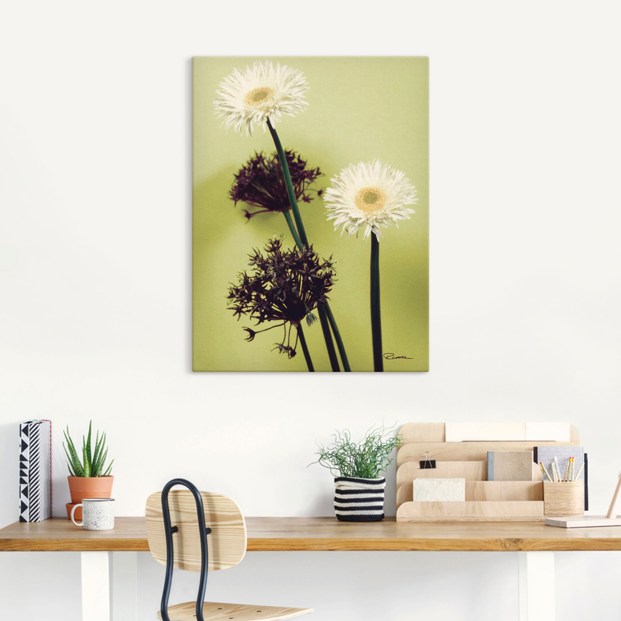 Artland Wandbild »Zwei vor grün - Gerberas«, Blumenbilder, (1 St.), als Lei günstig online kaufen