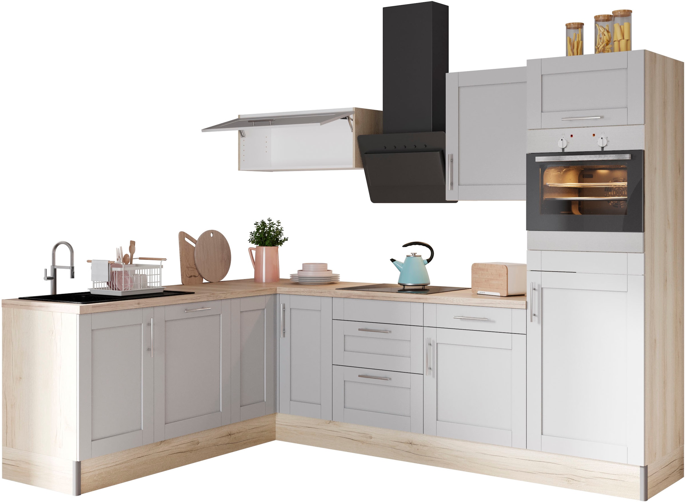 OPTIFIT Küche »Ahus«, 200 x 270 cm breit, wahlweise mit E-Geräten, Soft  Close Funktion auf Raten bestellen