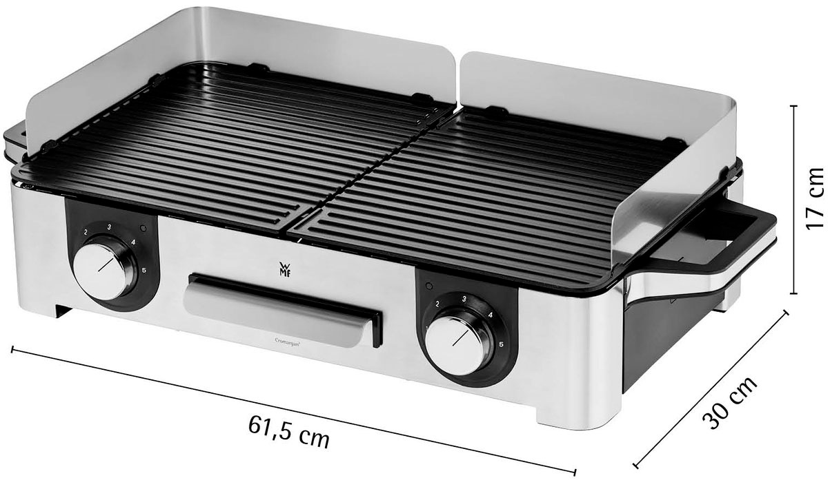 WMF Tischgrill »Lono Master Grill, getrennt regulierte Platten, variable Temperaturen«, 2400 W, outdoorgeeignet, Wind-/Spritzschutz, spülmaschinengeeignete Teile