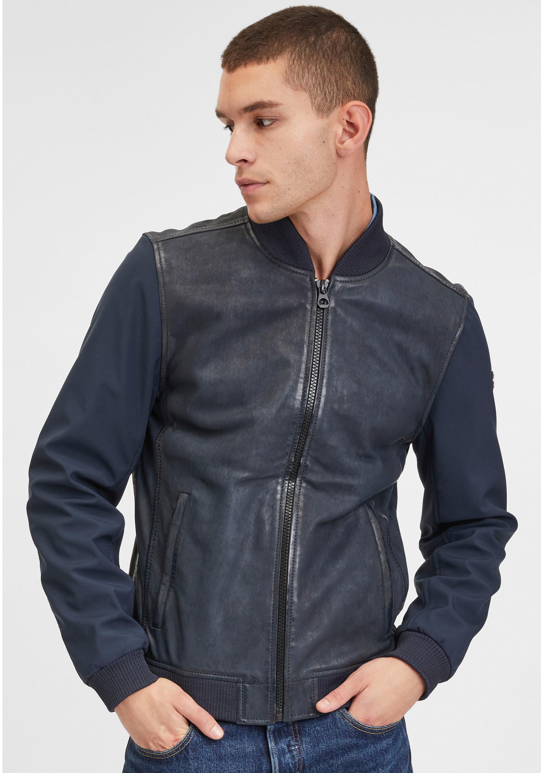 Mauritius Lederjacke »GMHorizan«, mit Ärmel im Hybrid-Style