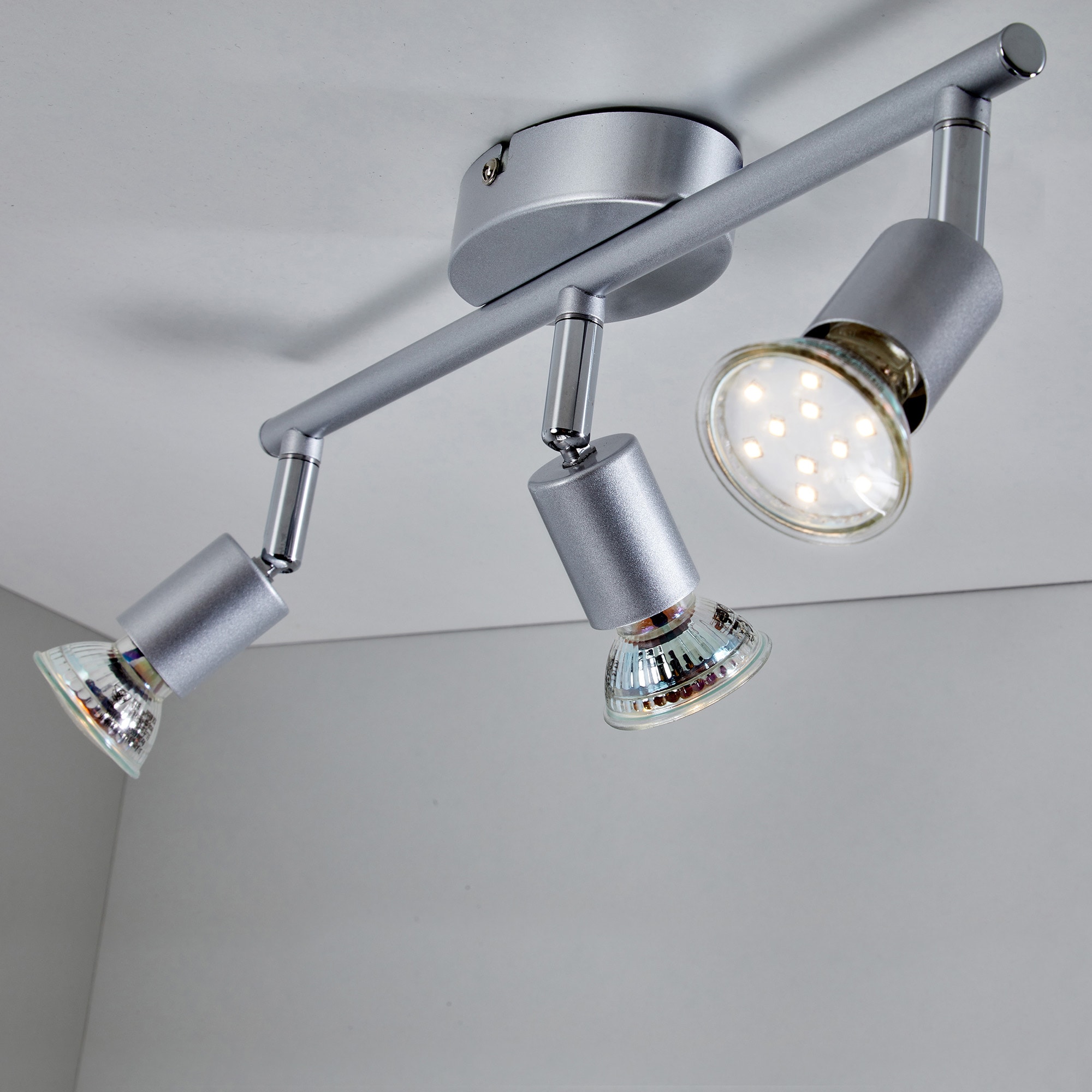 B.K.Licht LED Deckenspots, 3 flammig, Leuchtmittel GU10 | Leuchtmittel wechselbar, LED Deckenleuchte, inkl. 3 x 3W GU10 250 Lumen 3.000K, Deckenstrahler