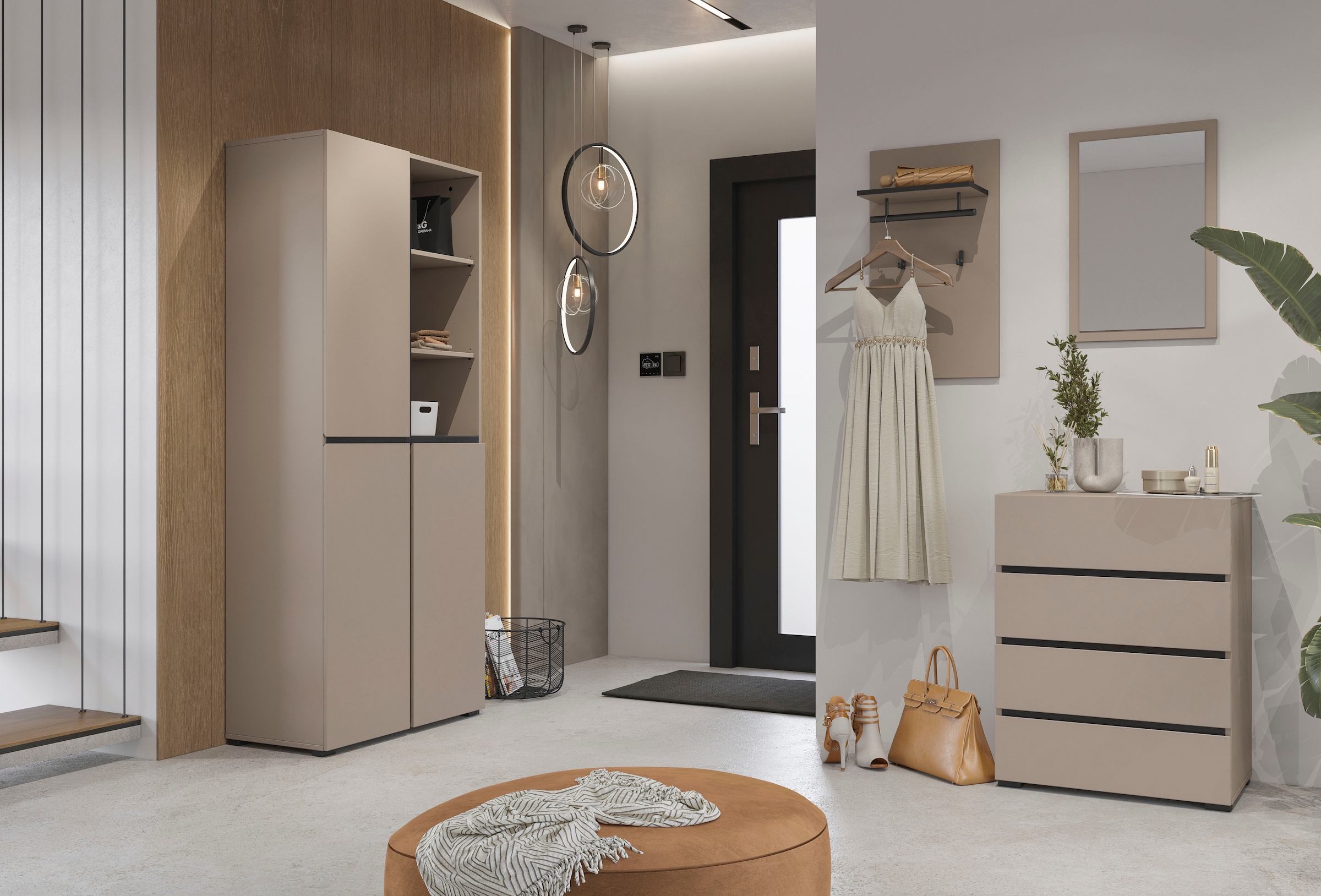 INOSIGN Kommode »Cross,Breite 60 cm, moderne grifflose Sideboard,4 Schubkästen«, Schubladenschrank mit viel Stauraum, Flur Highboard
