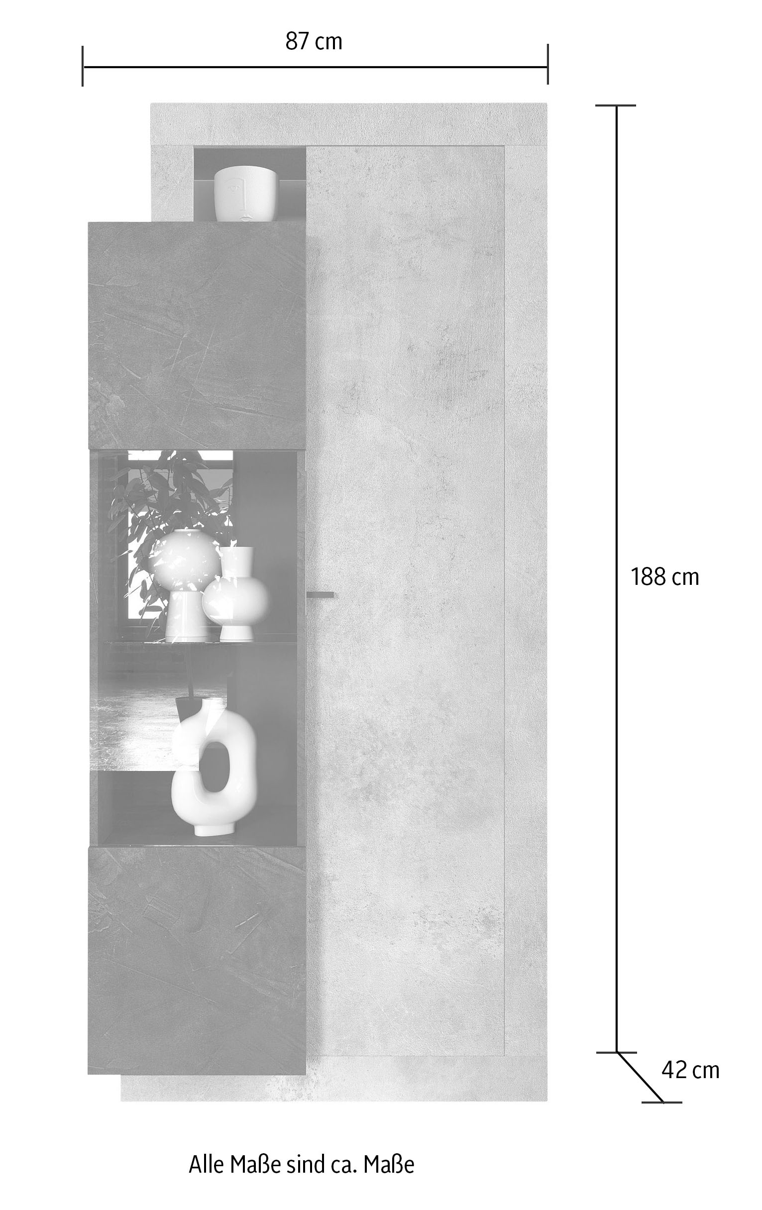 INOSIGN Vitrine »Freedom«, Breite 87 cm mit 2 Türen, Höhe 188 cm