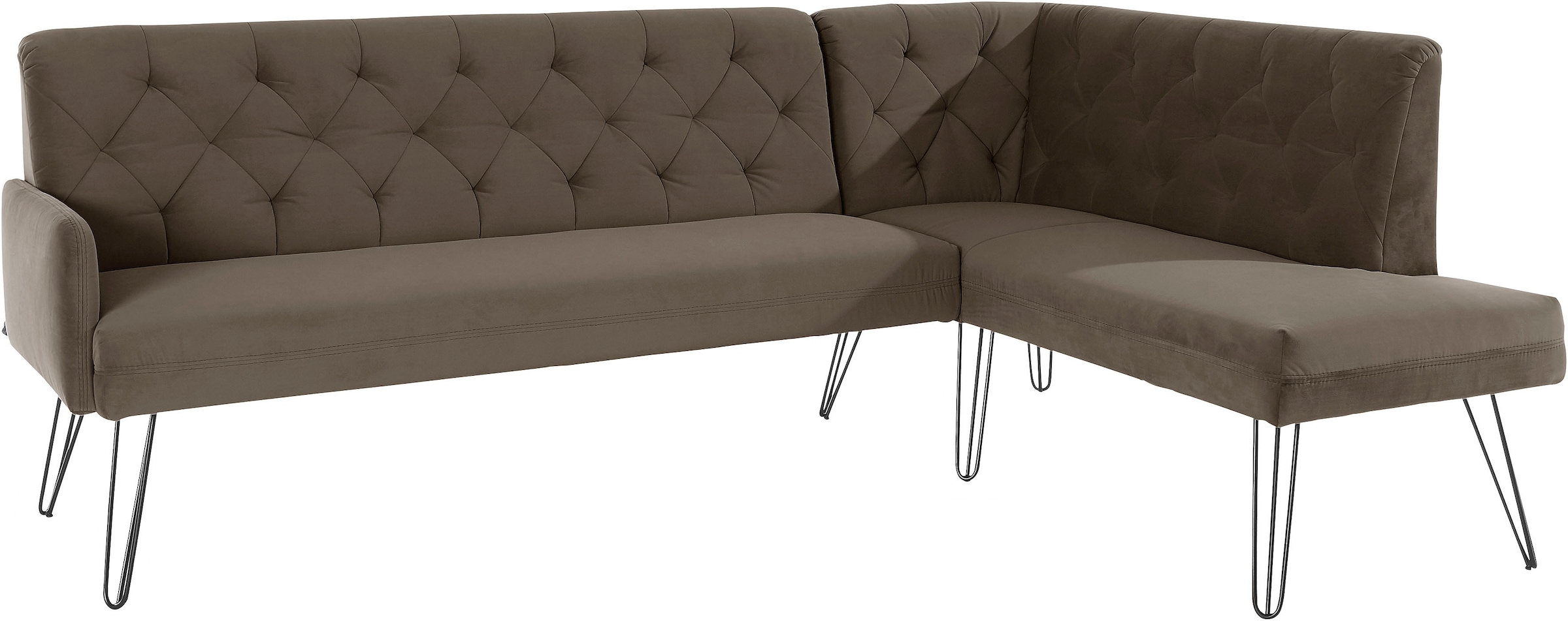 exxpo - sofa fashion Eckbank »Doppio, Chesterfield Optik, komfortabel und bequem, hohe Designfüße«, Frei im Raum stellbar