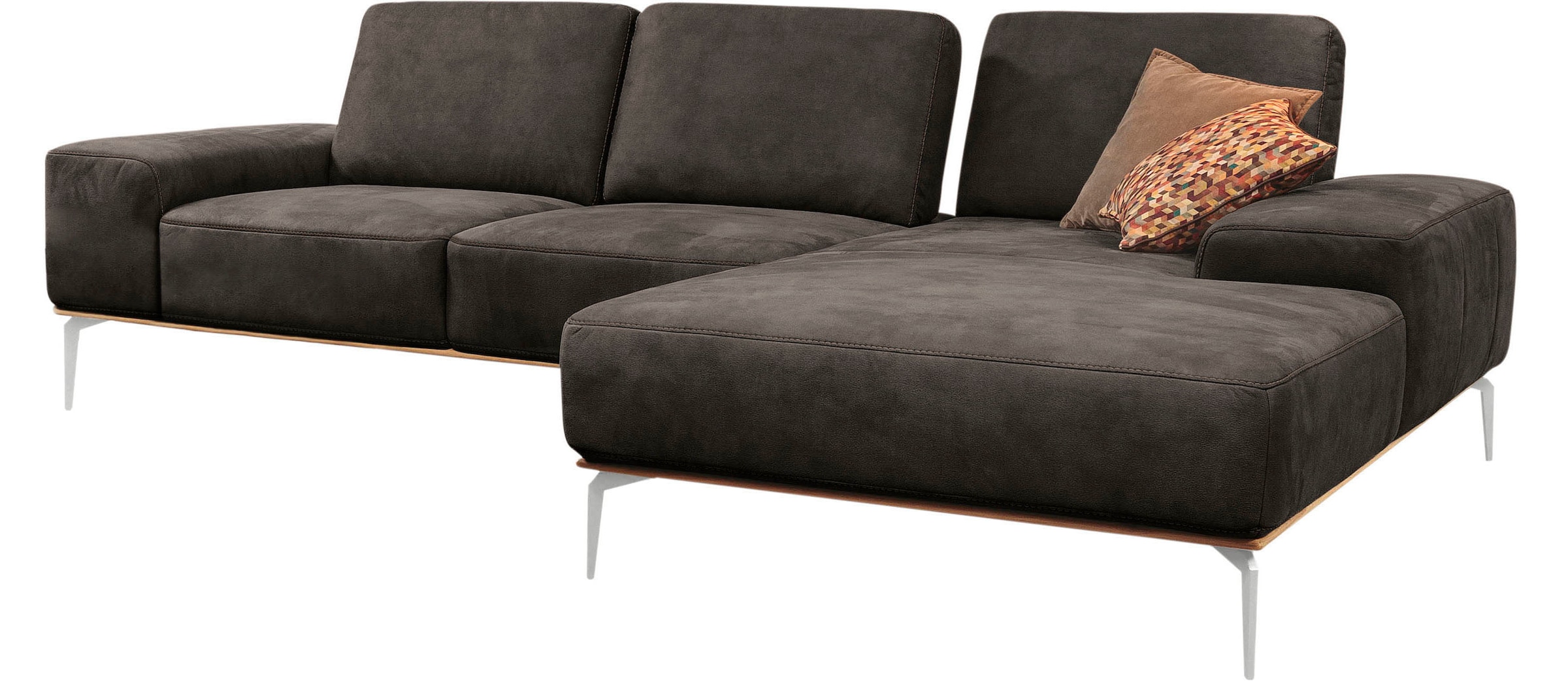 W.SCHILLIG Ecksofa »run, Designsofa, bequem, L-Form« mit elegantem Holzsockel, Füße in Chrom glänzend, Breite 299 cm
