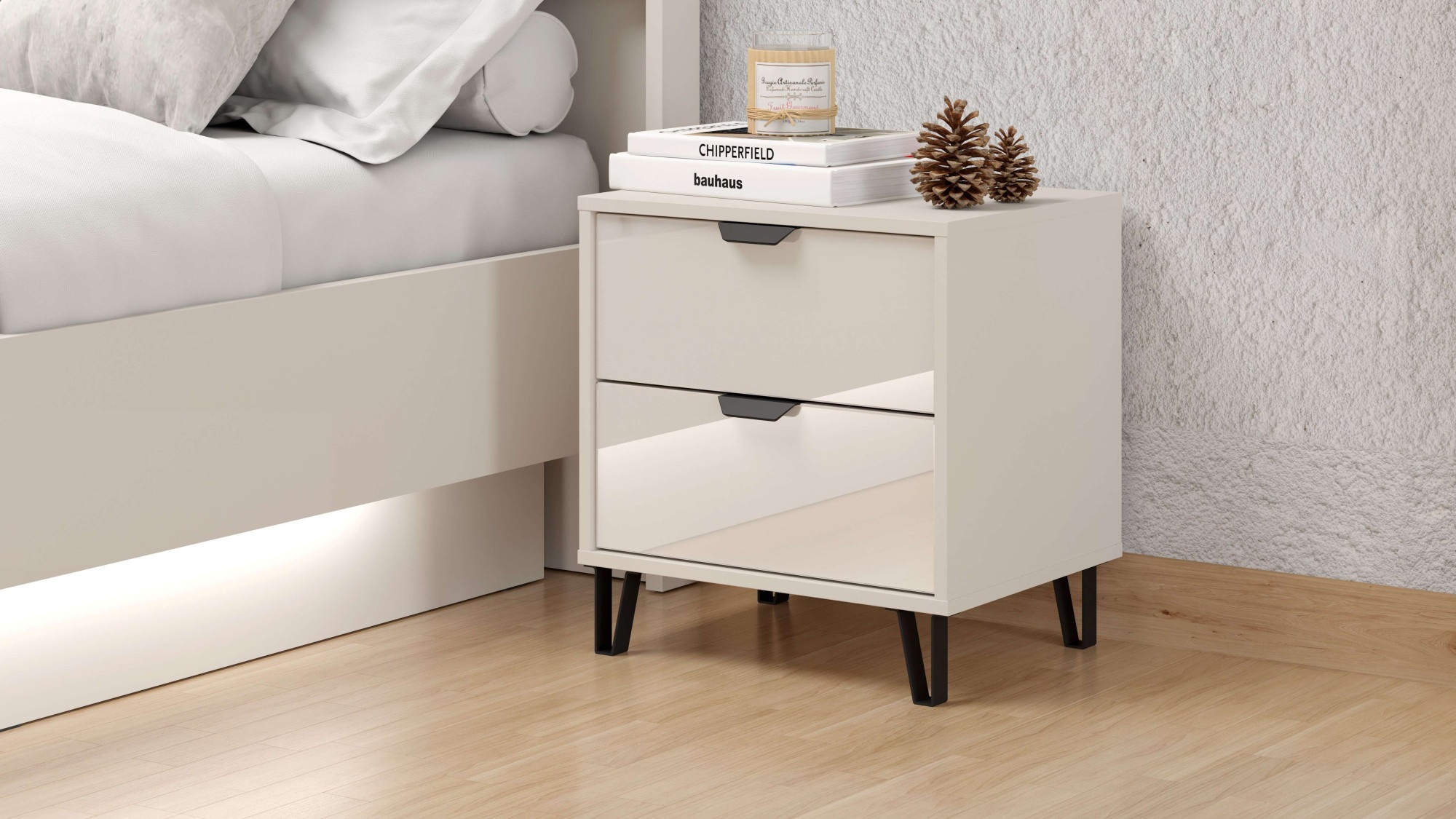 INOSIGN Nachtkommode "Lucca Nachttisch, Nachtschrank, Trendfarbe cashmere, günstig online kaufen