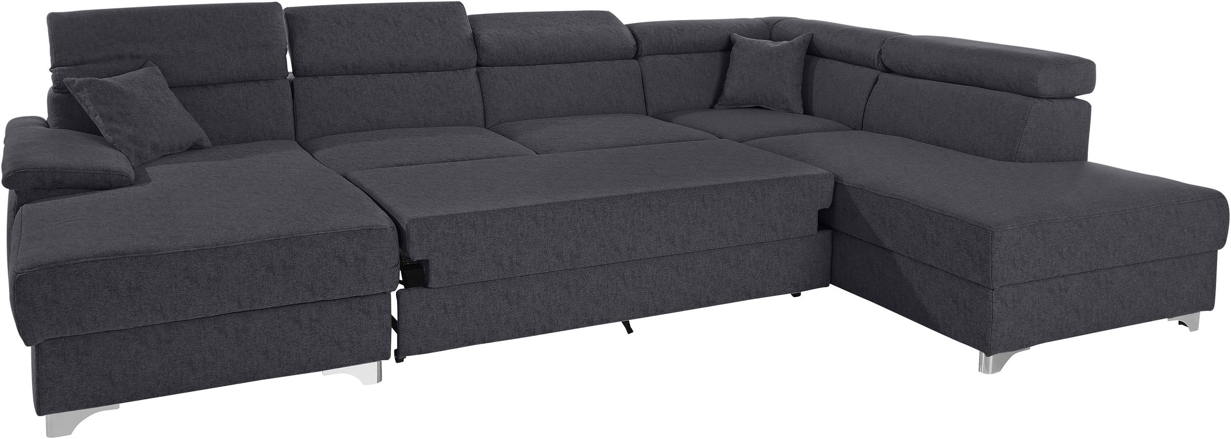 DOMO collection Wohnlandschaft »Mira, inklusive Kopfteilverstellung für mehr Wohlfühlkomfort, U-Form«, wahlweise mit Bettfunktion und Bettkasten, elegant und modern