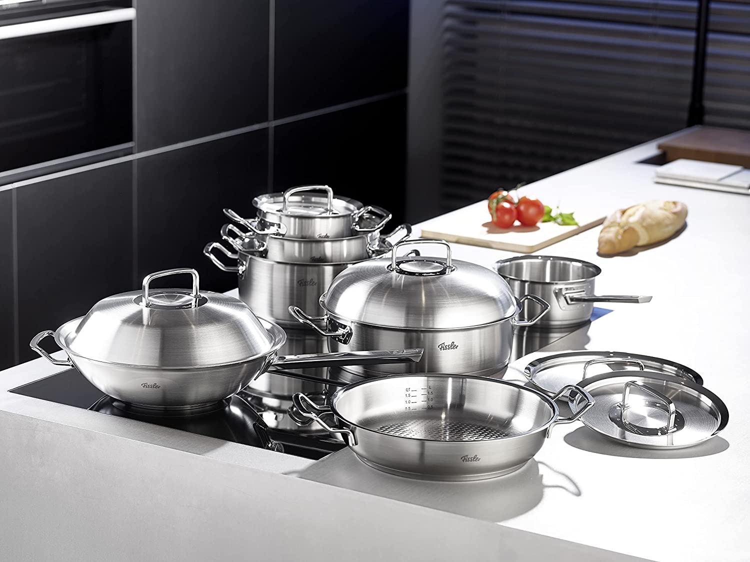 Fissler Kochtopf »ORIGINAL-PROFI COLLECTION®«, Edelstahl 18/10, (3 tlg.), mit breitem Schüttrand, Kaltmetallgriffen. Made in Germany
