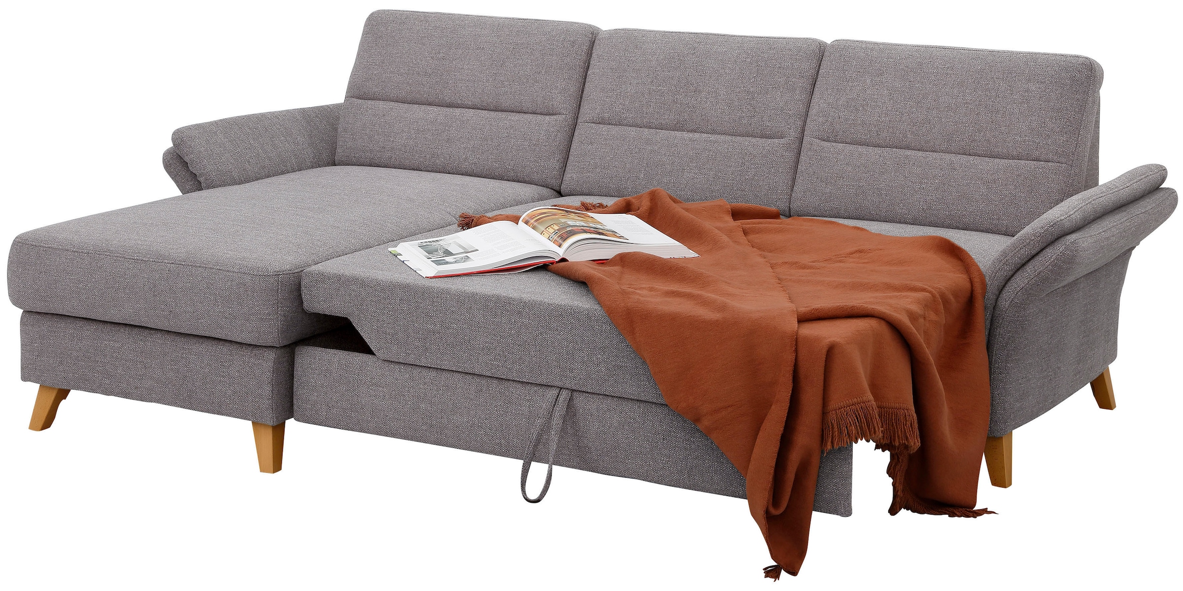 Home affaire Ecksofa »Westerland L-Form«, Federkern-Polsterung, wahlweise mit Bettfunktion, Bettkasten