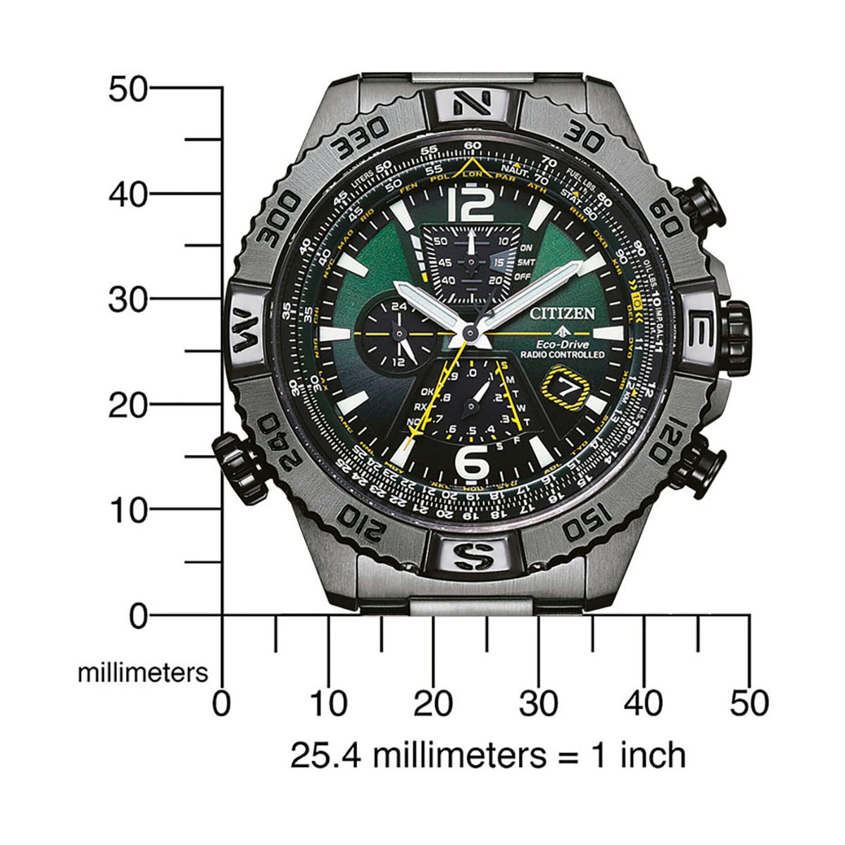 Citizen Funkchronograph »Promaster Eco-Drive Navihawk«, Armbanduhr, Herrenuhr, Solar, Stoppfunktion, Edelstahlarmband