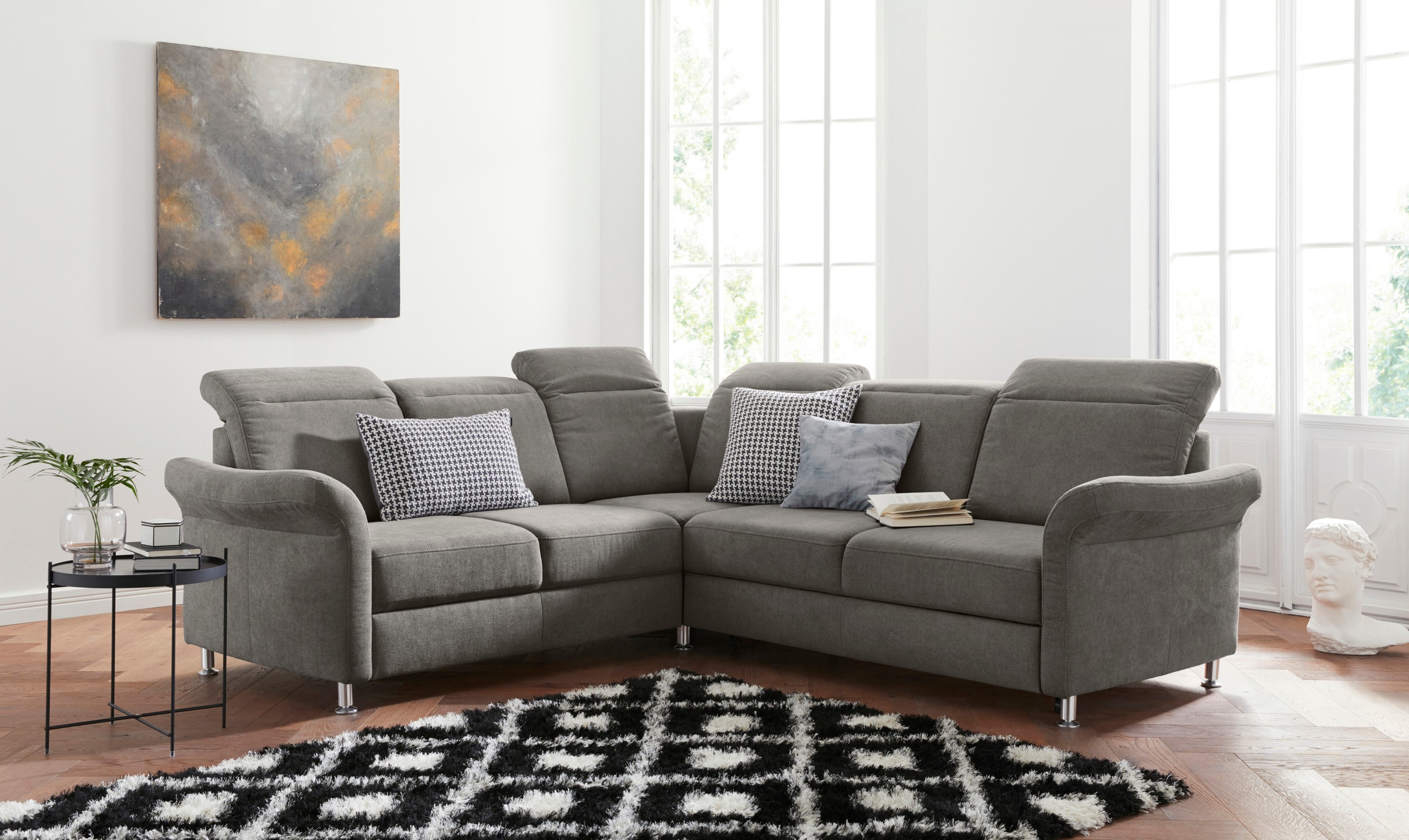 sit&more Ecksofa »Darwin L-Form« inklusive Federkern, wahlweise mit Kopftei günstig online kaufen