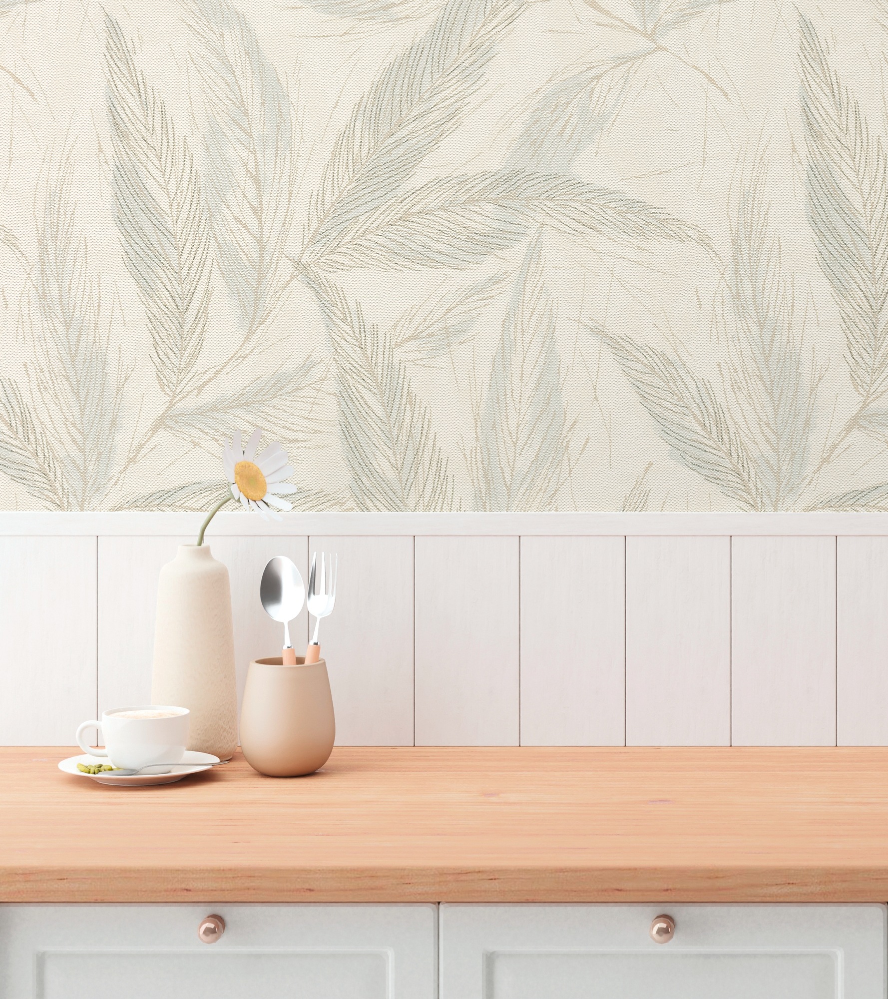 A.S. Création Vliestapete »mit Blätter-Design natürliche Eleganz« matt strukturiert Dekorative Vliestapete mit filigranem Blattmuster