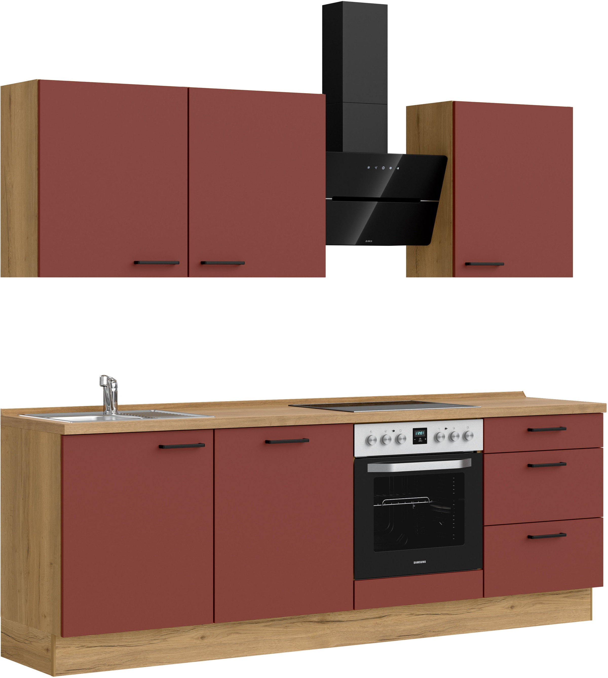 nobilia® Küchenzeile »"Easytouch II"«, vormontiert, Ausrichtung wählbar, Breite 240 cm, wahlw. mit E-Geräten