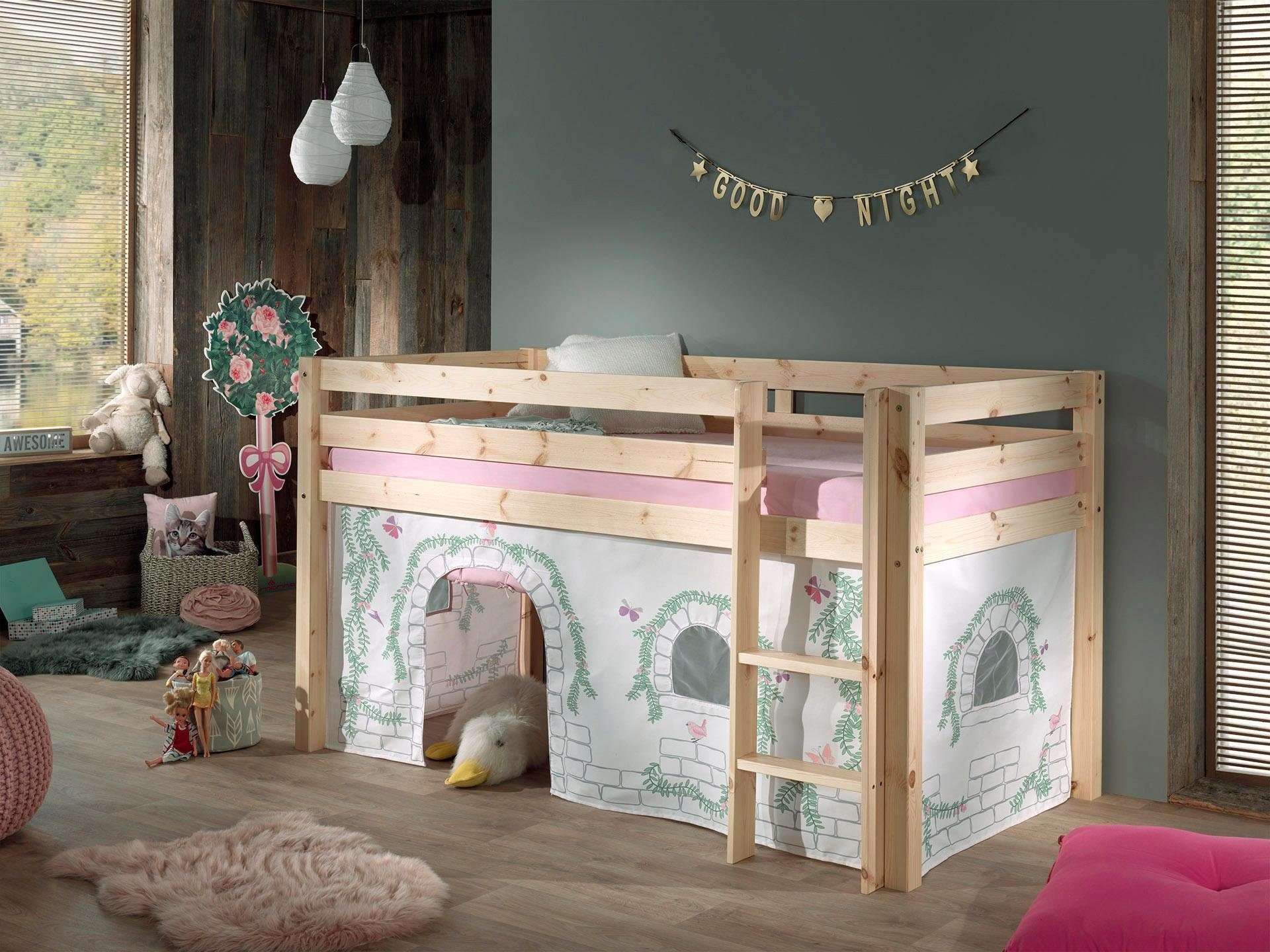 Vipack Hochbett "Pino, Spielbett massiv Kiefer, stabil gebaut, 3 Korpusfarb günstig online kaufen