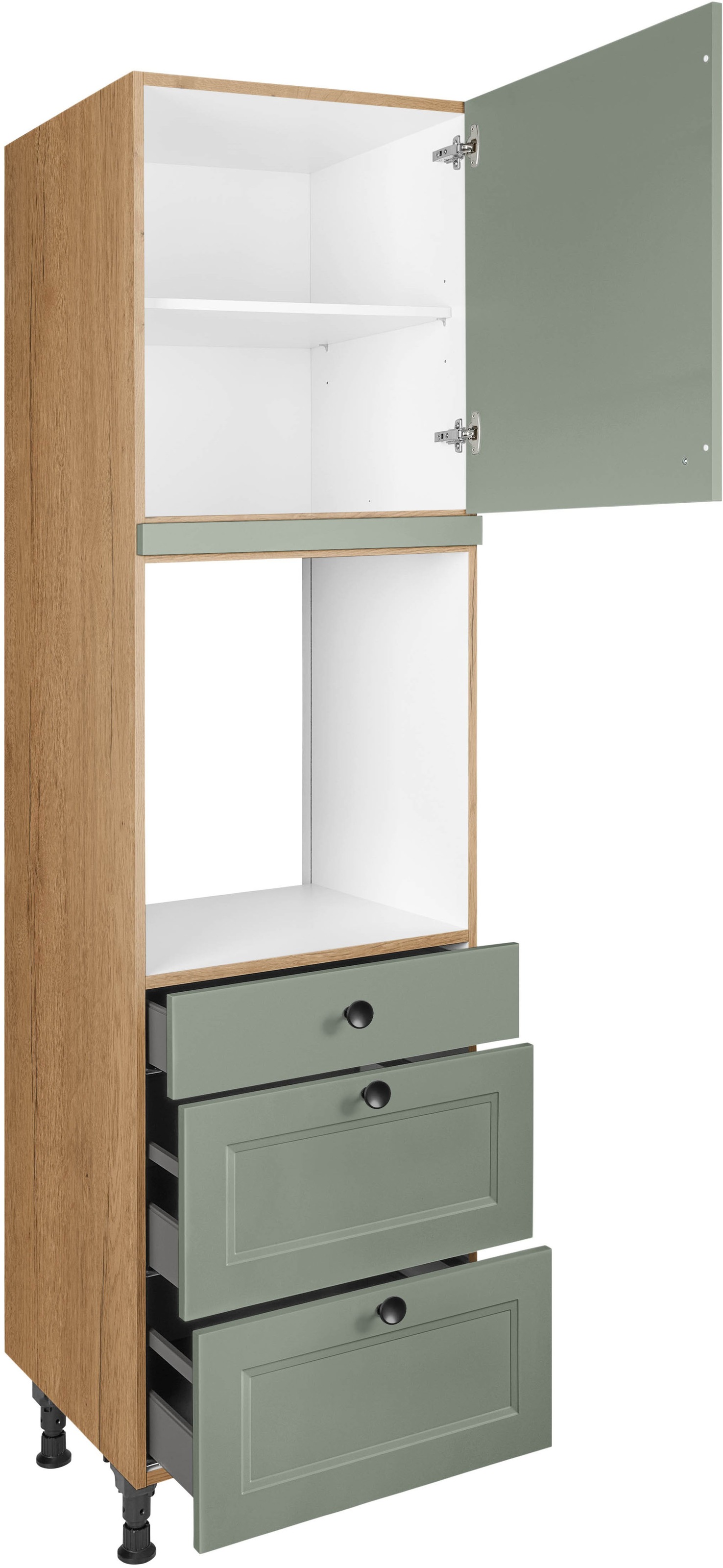 nobilia® Backofenumbauschrank »"Cascada", Ausrichtung wählbar, mit Schublade und zwei Auszügen und«, einer Tür, vormontiert, Breite/Höhe: 60/216,6 cm