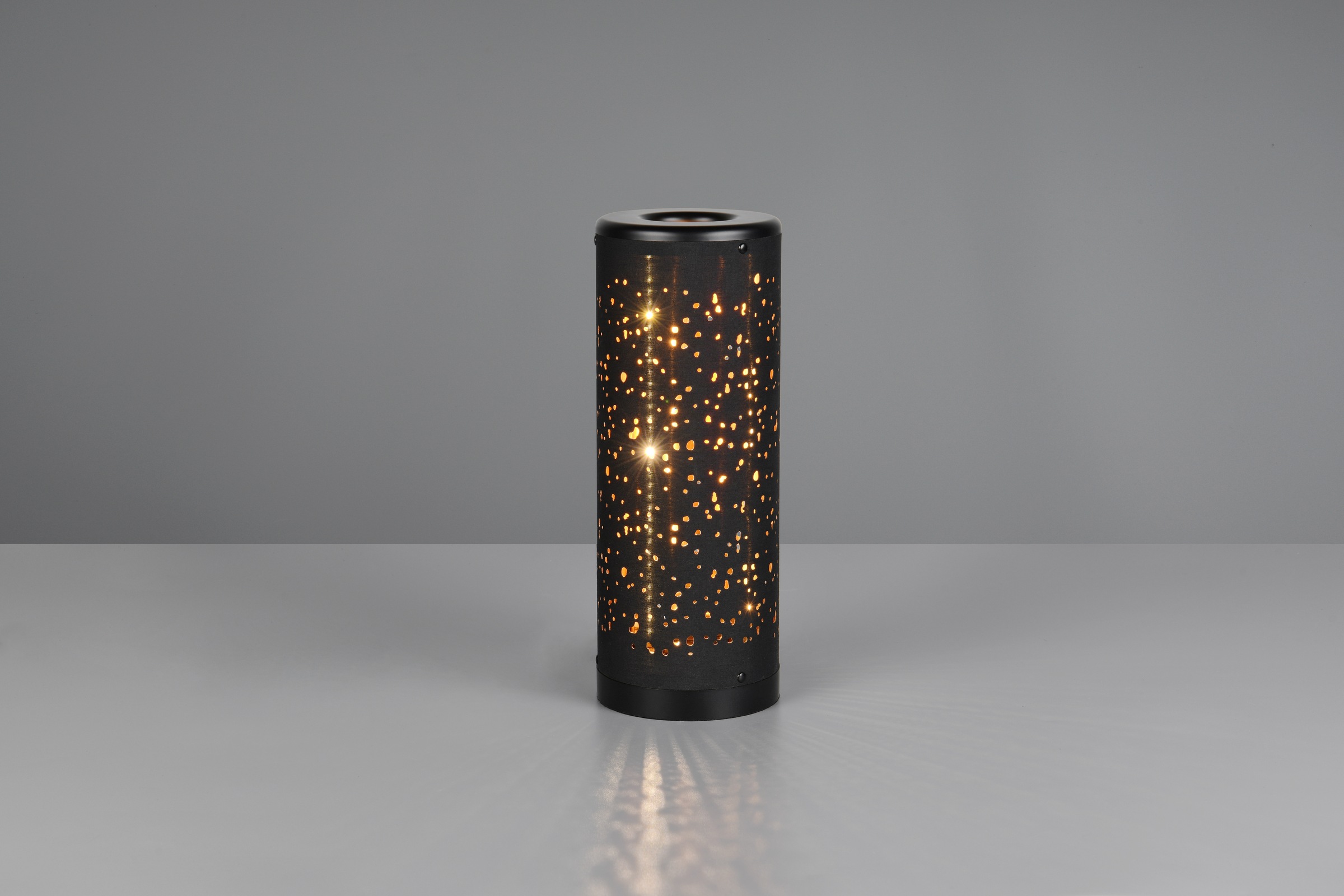REALITY Leuchten LED Tischleuchte »TACO, LED Tischlampe Kunststoff Starlight Effekt Glitzer, 4W 380 Lumen«, 1 flammig, Leuchtmittel LED-Board | LED fest integriert, 3000K warmweißes Licht, Schnurschalter Höhe 34,5cm Ø 13 cm schwarz