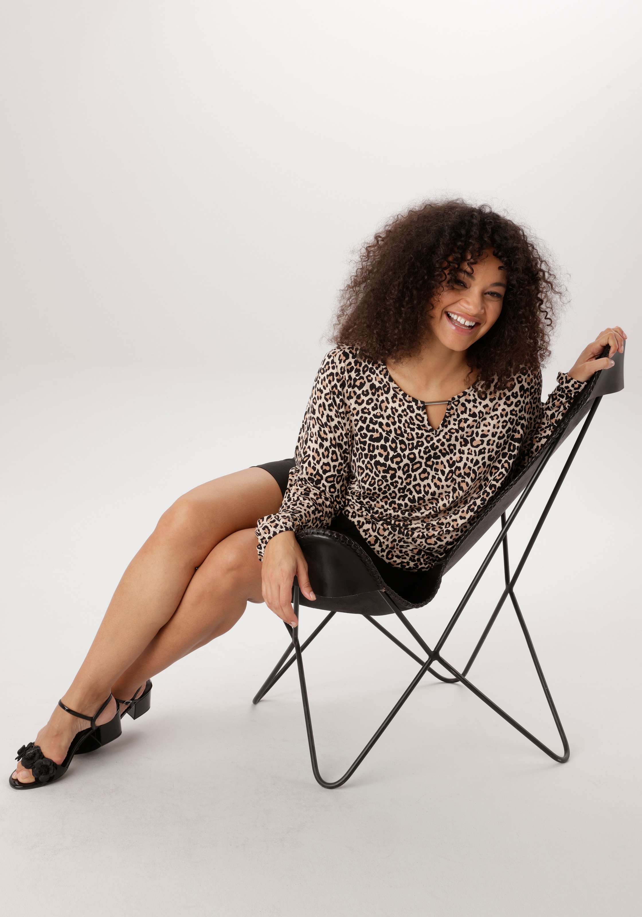 Aniston PLUS Langarmshirt In trendigem Leoprint - NEUE KOLLEKTION