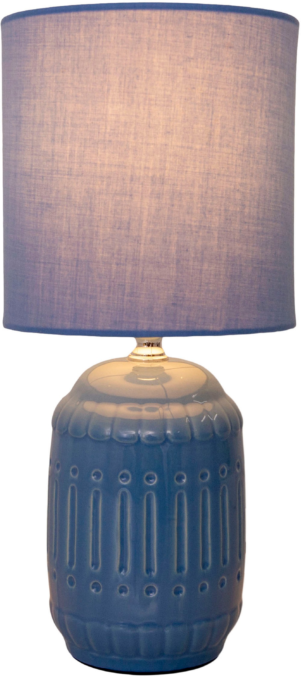 näve Tischleuchte »Erida«, 1 flammig, Leuchtmittel E14 | ohne Leuchtmittel, Textilschirm, Keramikfuß, hellblau, 1x E14 exkl., Zuleitung 120cm