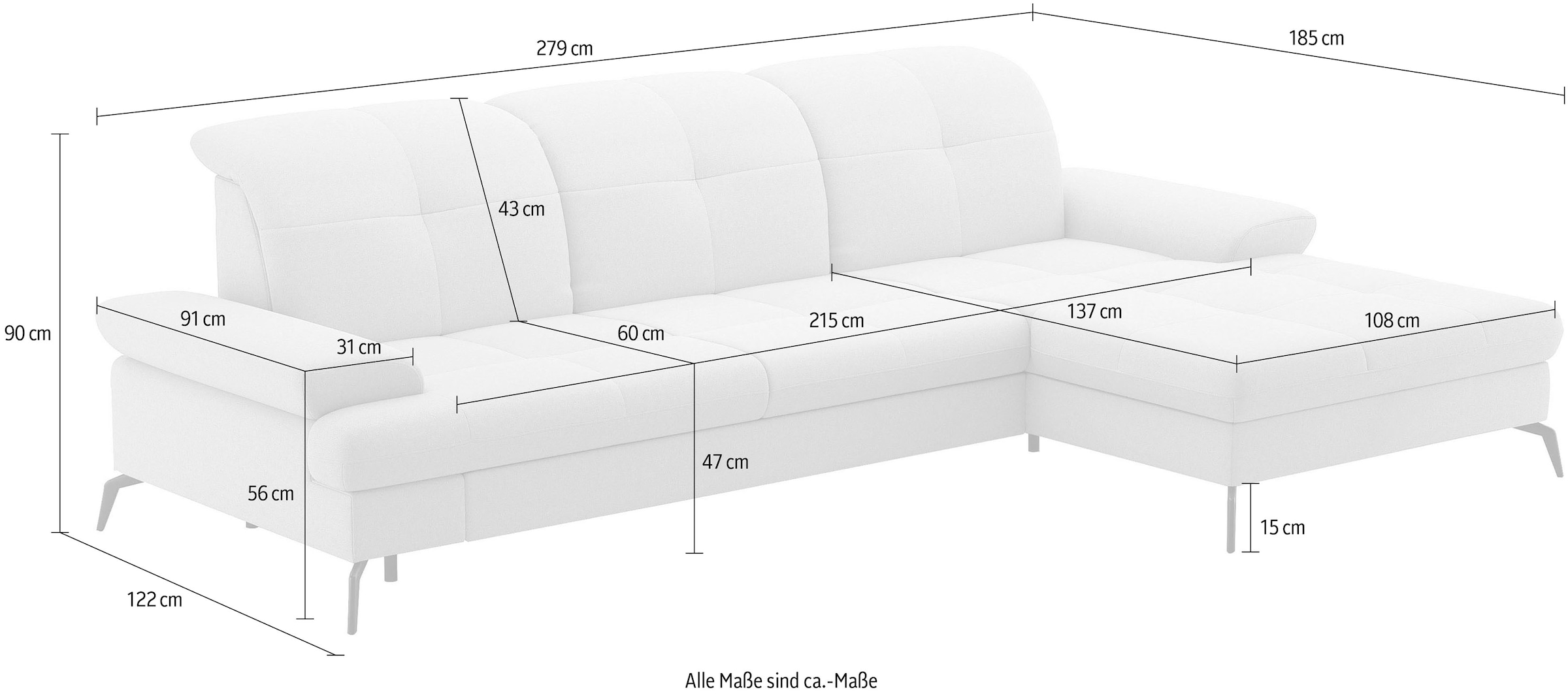 sit&more Ecksofa »Amica«, wahlweise mit Bettfunktion, Bettkasten und Kopfteiverstellung