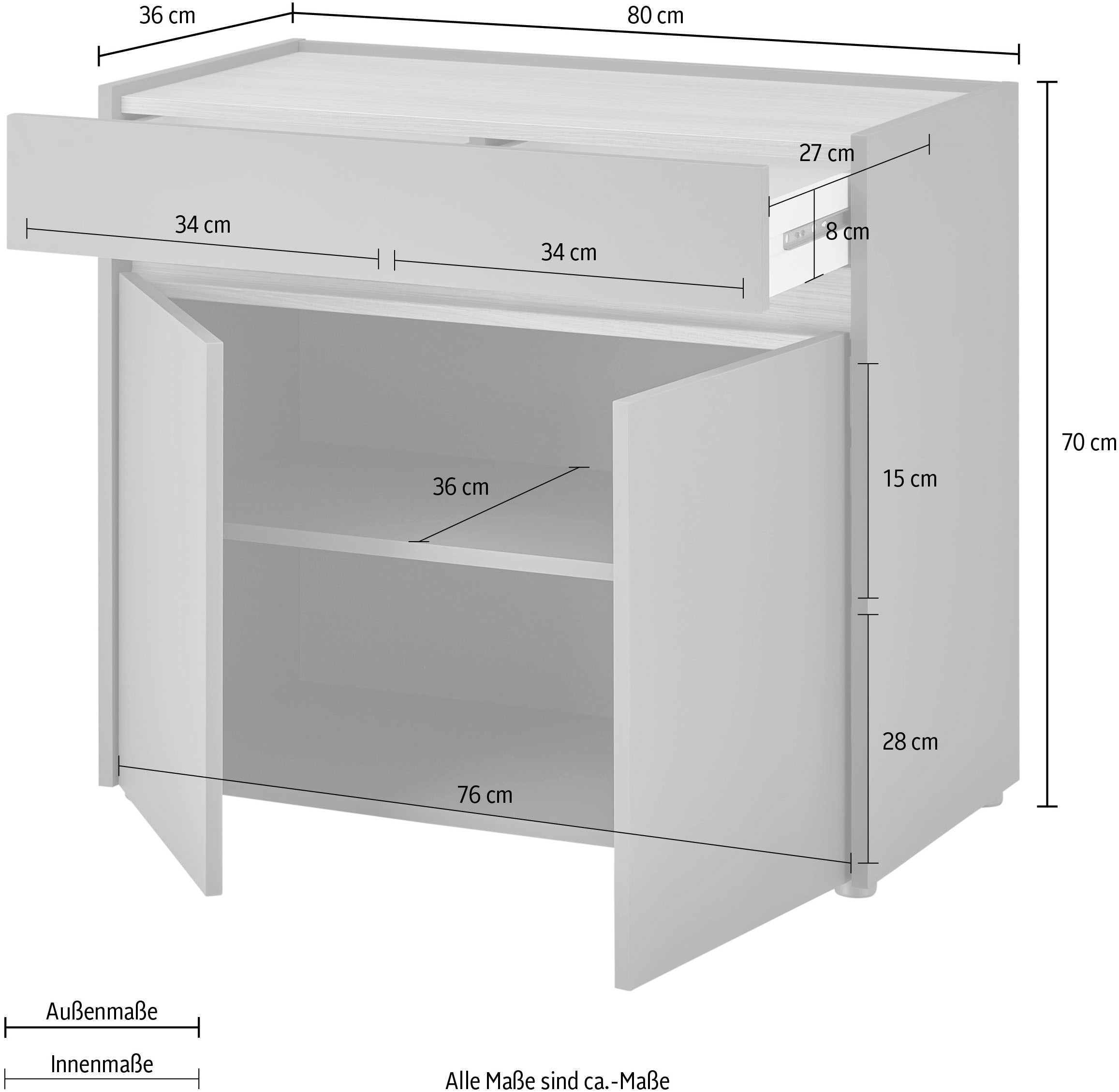 INOSIGN Kommode »GiRON/CiTY, Schrank in vier Farben, modernes Sideboard, Kommode«, viel Stauraum, Schublade, 80 cm breit