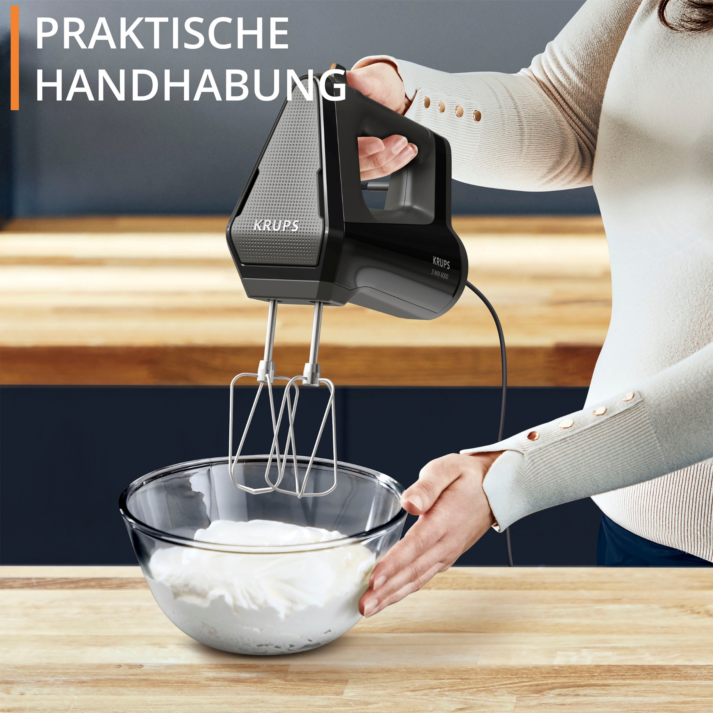 Krups Handmixer »GN6028 3MIX 6000, Soft-Touch-Griff, langes Kabel«, 600 W