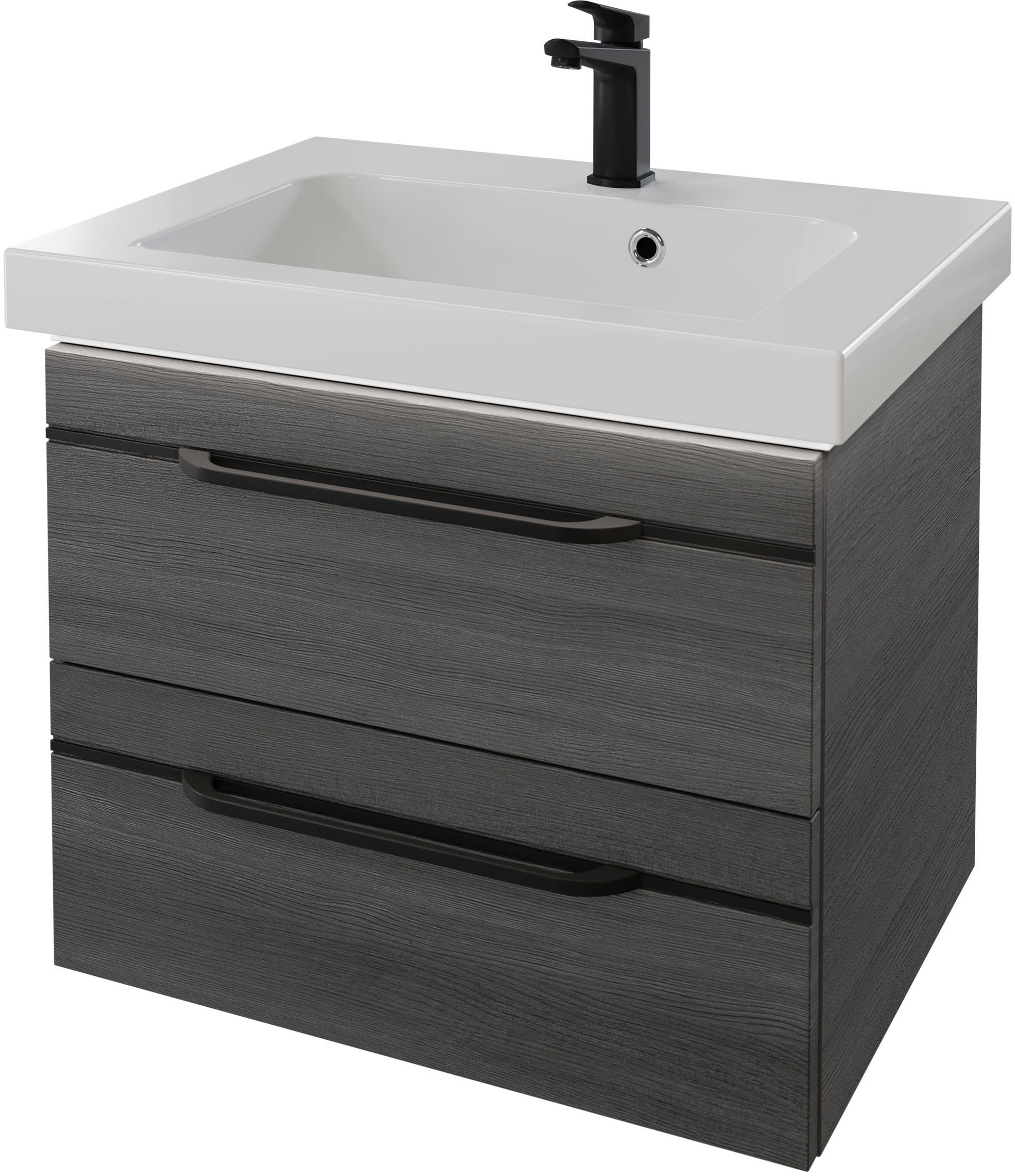 Saphir Badmöbel-Set »Balto 2-teilig Mineralmarmor-Waschtisch mit LED-Spiegel, Waschplatz«, (2 St.), 64,4 cm breit, mit 2 Schubladen, Badschrank inkl. Schubladendämpfer