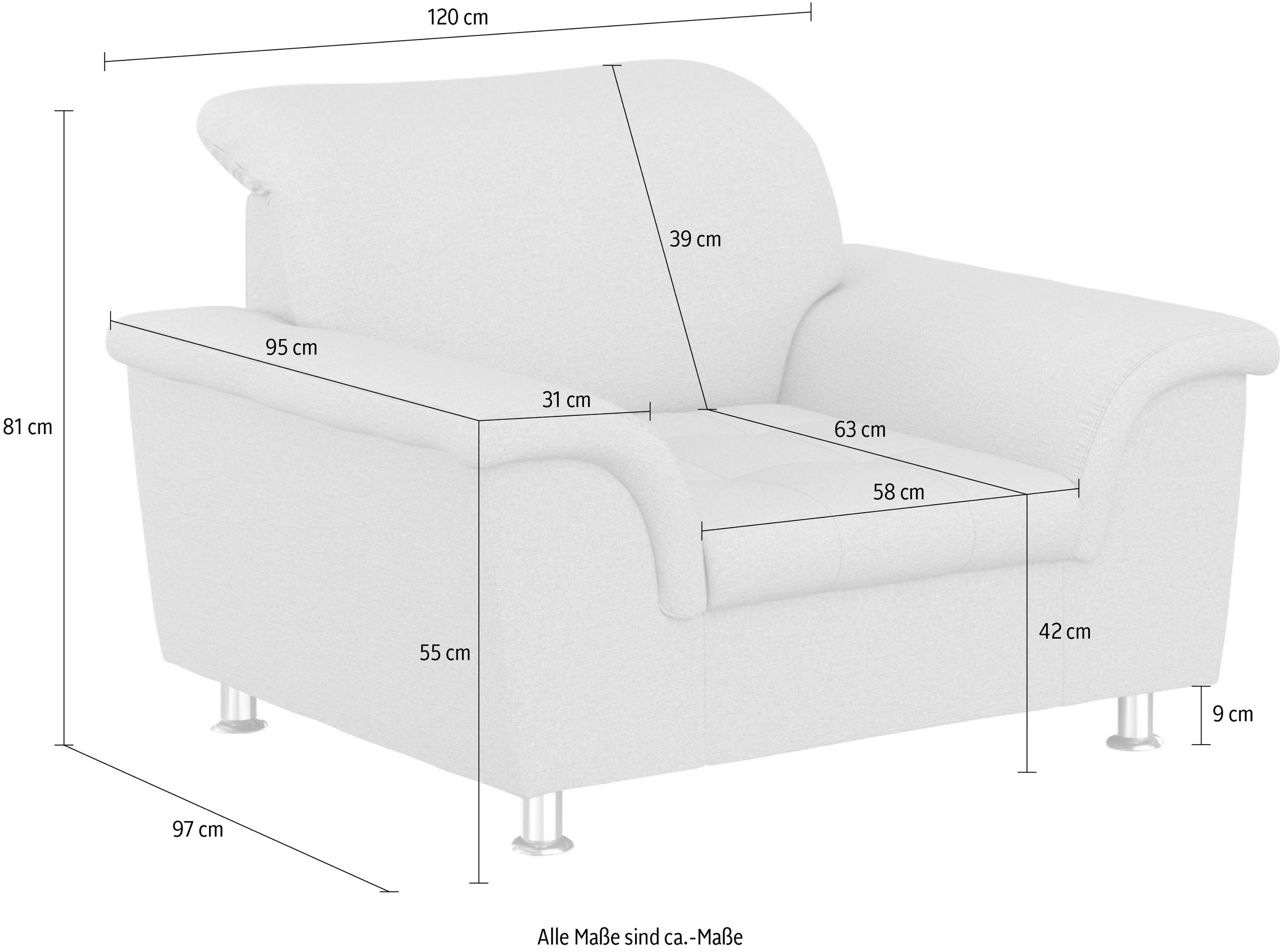 DOMO collection Sessel »Franzi, zeitlos & elegant, moderne Sitzheftung«