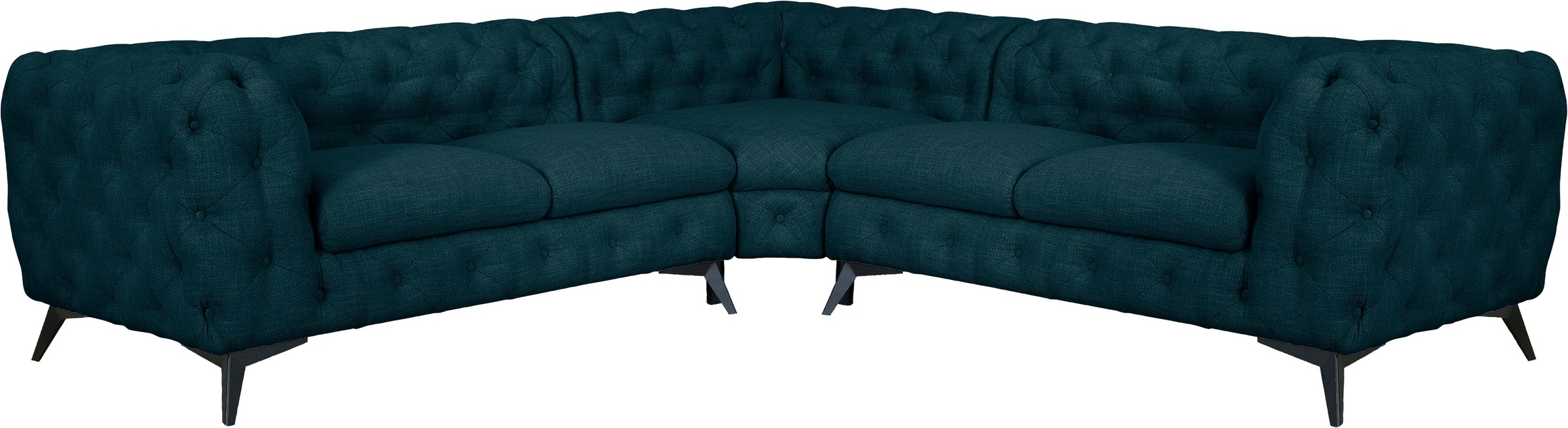 Leonique Chesterfield-Sofa »Ecksofa GLYNIS L-Form mit Wellenunterfederung, günstig online kaufen